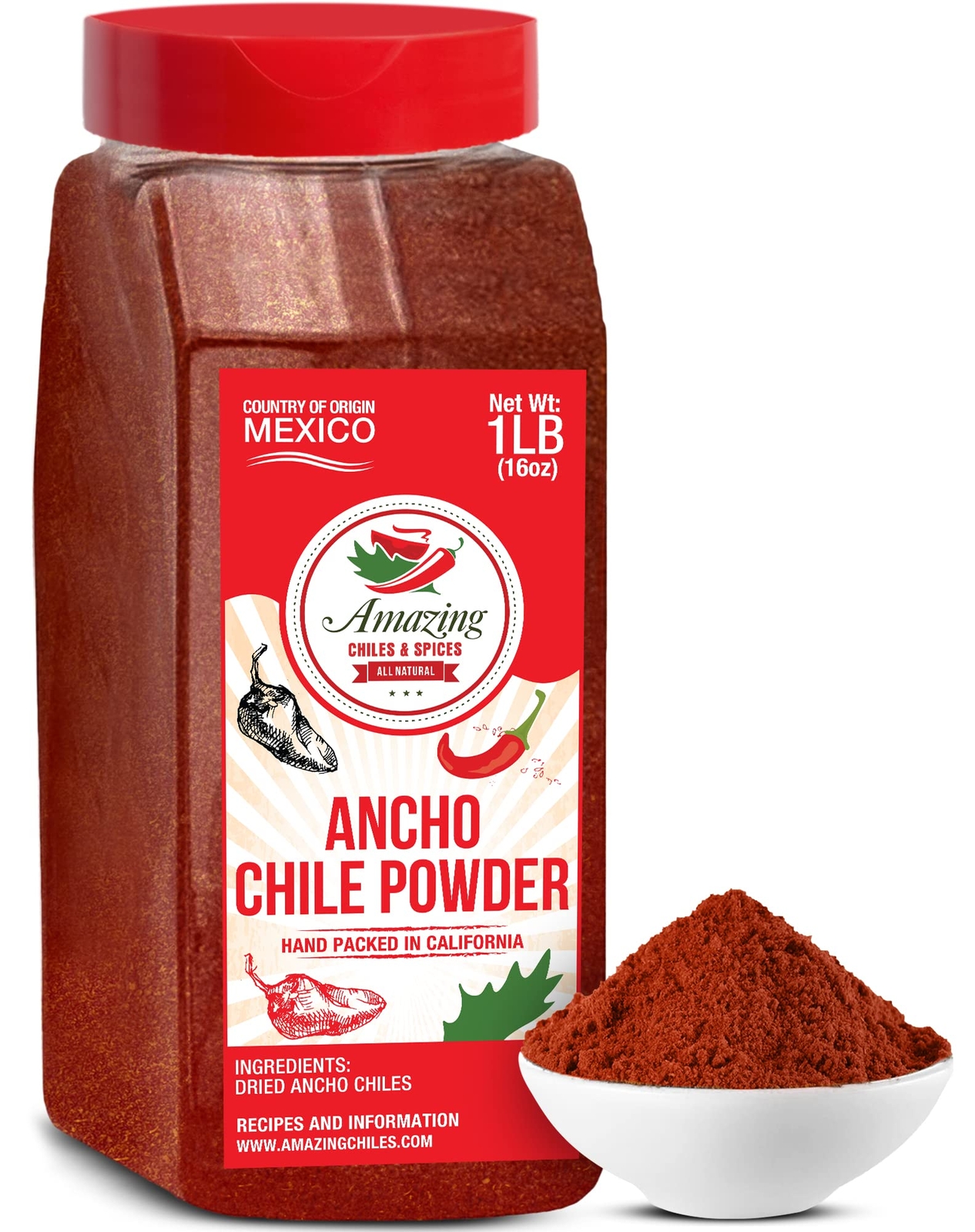 Ancho Chile Pepper Powder Ground 1 LB 16oz Mexican Seasoning Powder