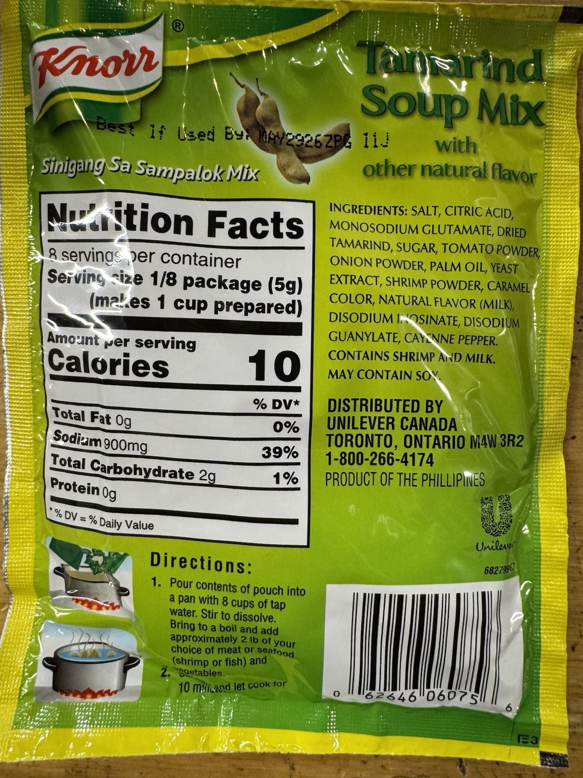 Knorr Tamanind Soup Mix Sinigang 1.41oz 4 Pack Mama Sita Palabok Mix 4 Pack