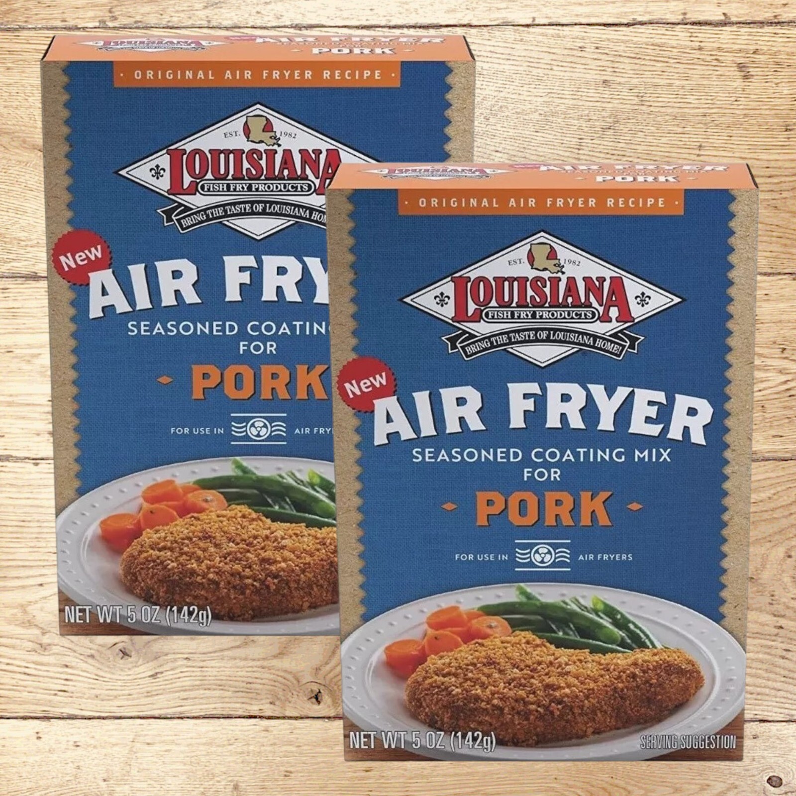 Louisiana Fish Fry AIR FRYER PORK Seasoned Coating Mix Crispy 5 Oz, 2 Pk SPECIAL