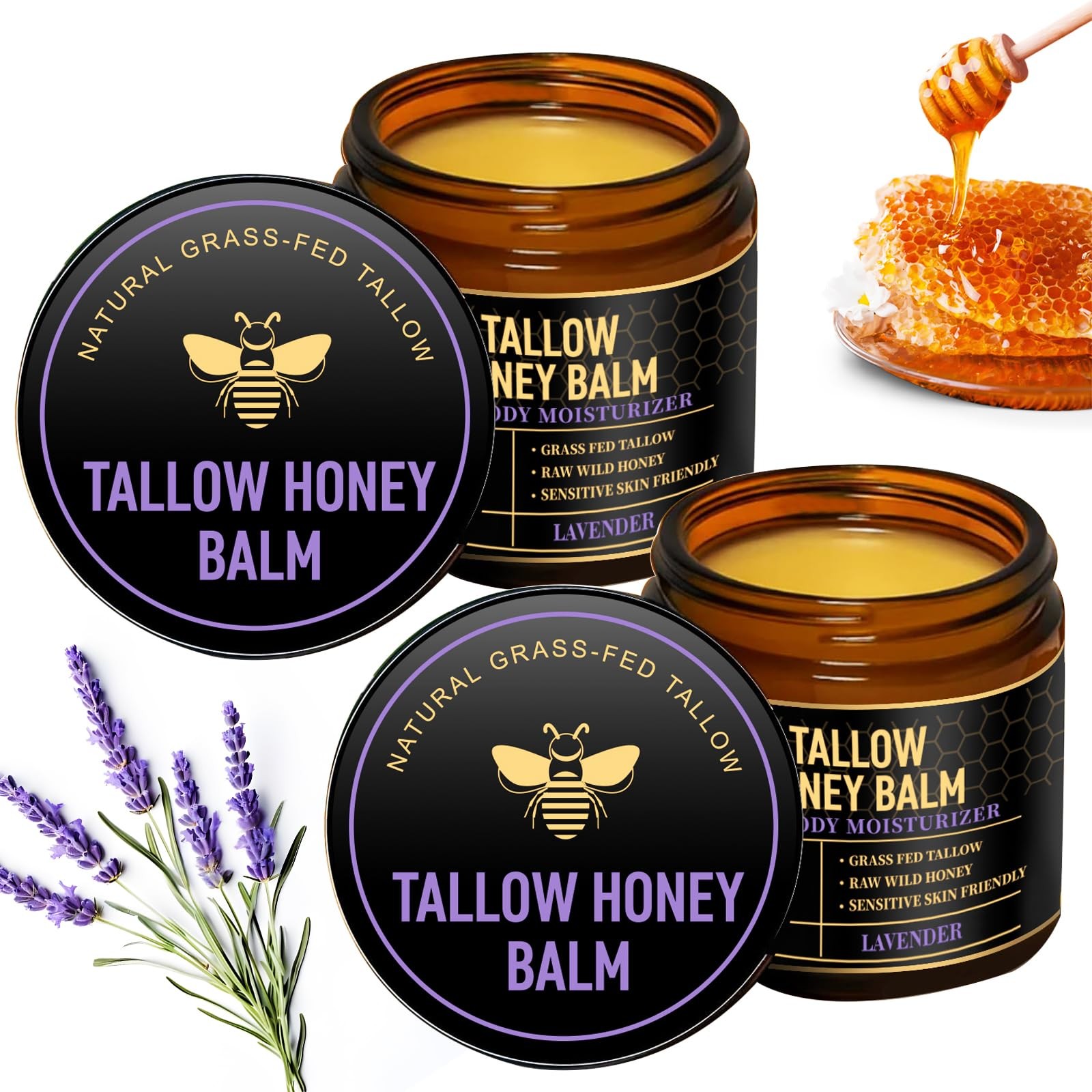 2 Packs Beef Tallow for Skin, 4 Fl Oz (Pack of 1), 2 Pack-Lavender