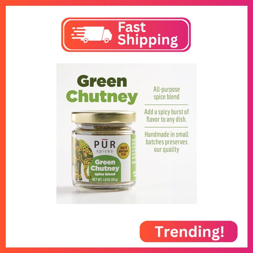 PUR Spices Green Chutney Masala I Spicy Mix of Cilantro, Mint, Green Chilis and