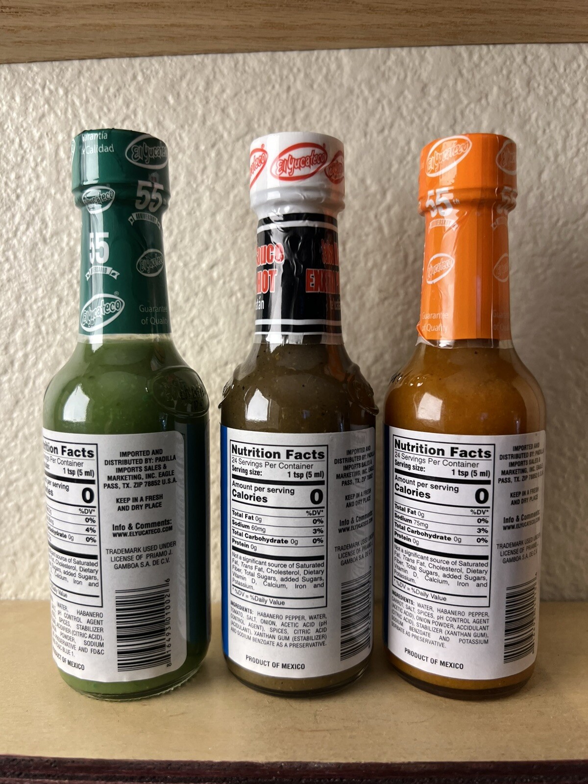 El Yucateco Ð Habanero Hot Sauces Variety Pack Of 3 4 FL.OZ.