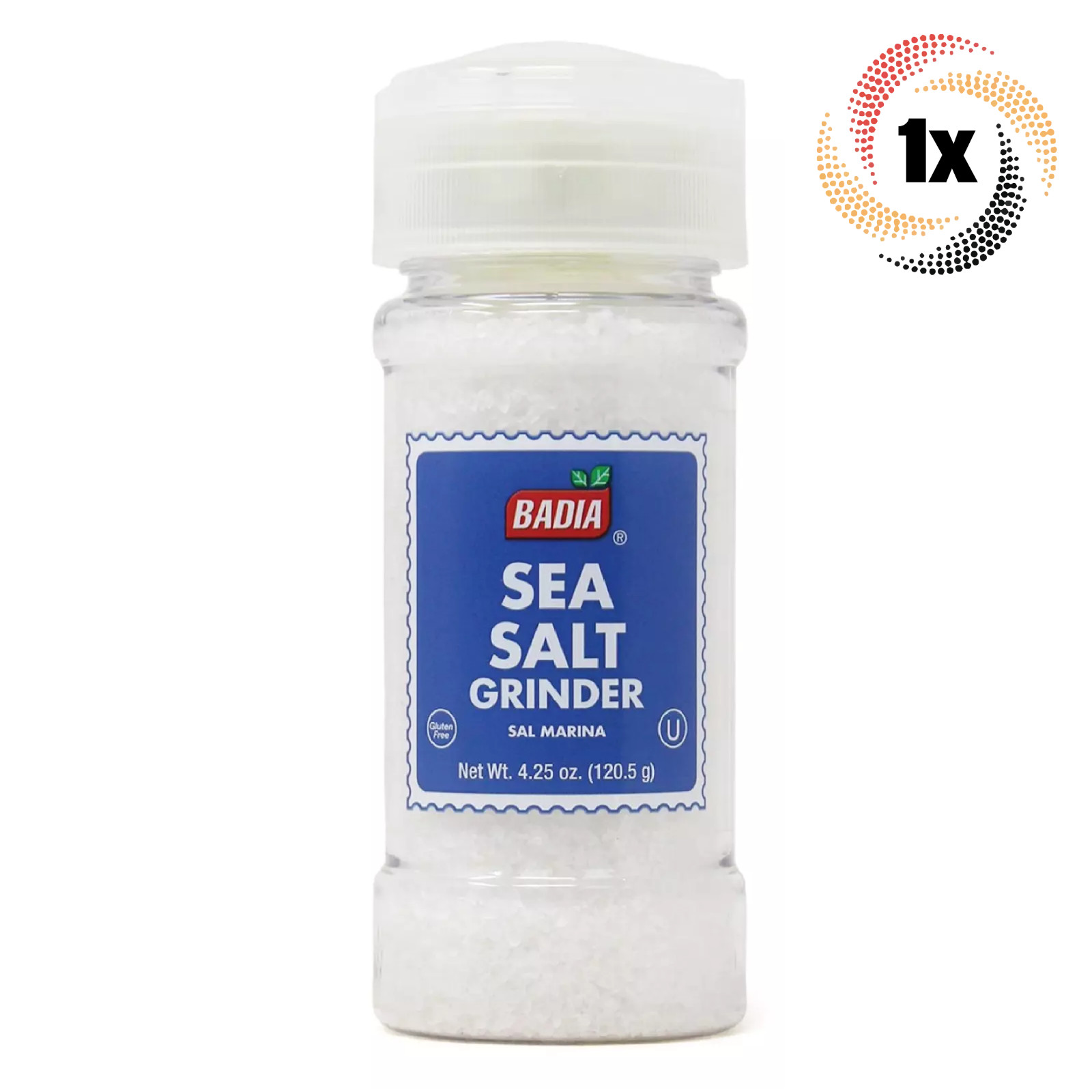 1x Grinder Badia Sea Salt Seasoning | 4.25oz | Gluten Free No MSG & Kosher