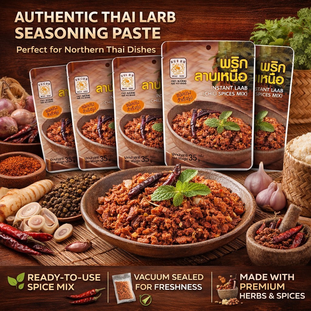 Thai Larb Seasoning Paste Mae Noi Northern Style Spice Mix 35g 250g 500g Ready