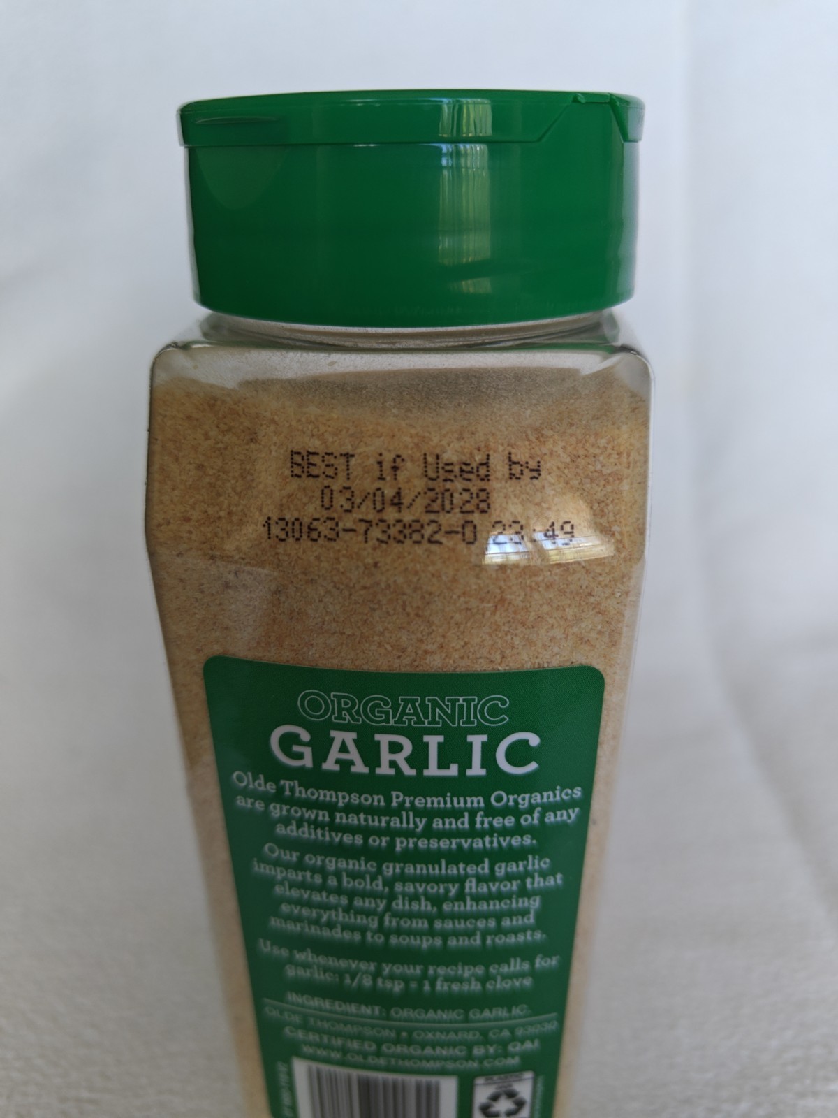 Certified Organic Garlic Powder, 12.2-Oz(346g), Grown In The USA, Olde Thompson