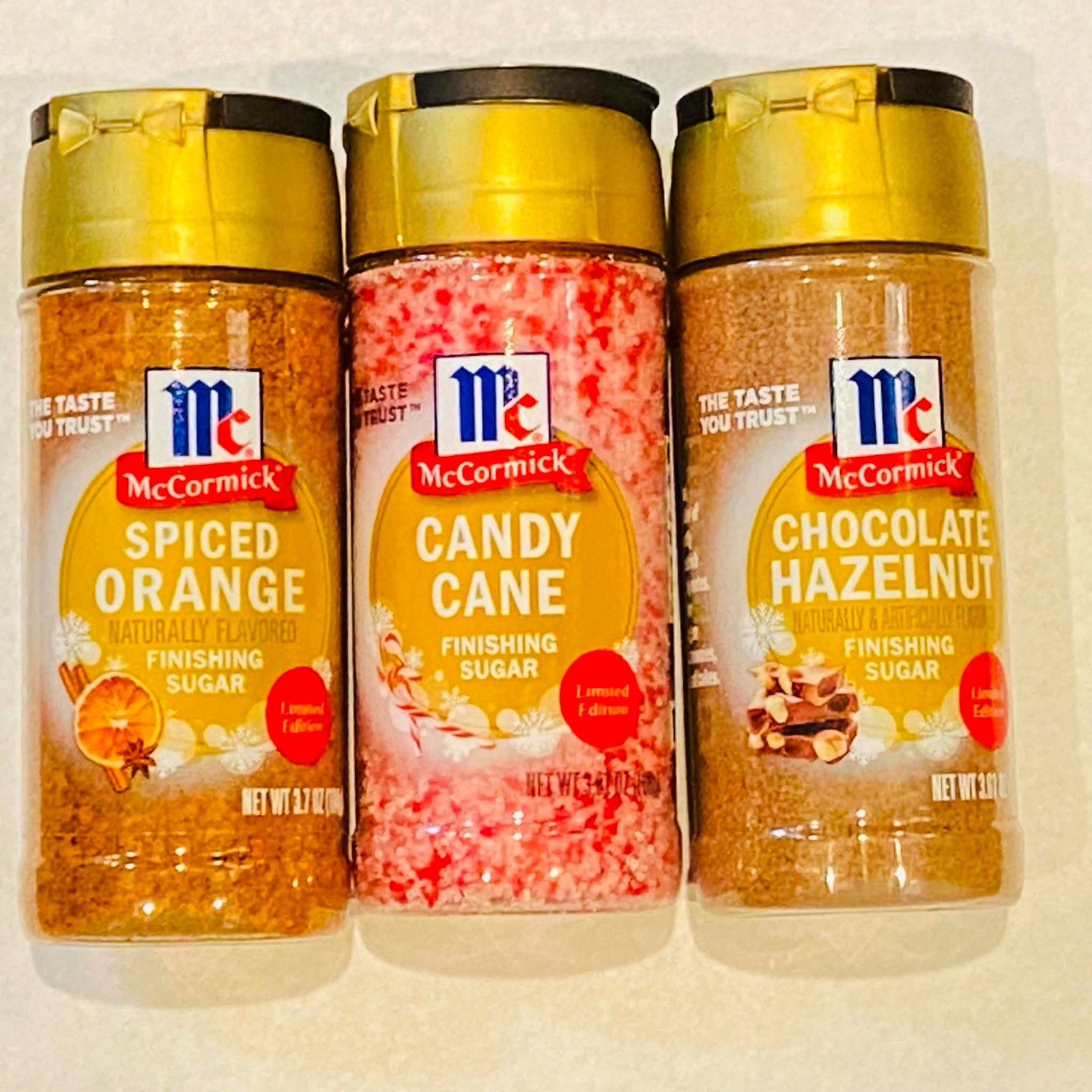 McCormick Finishing Sugar ~ Spiced Orange ~ Chocolate Hazelnut ~ Candy Cane