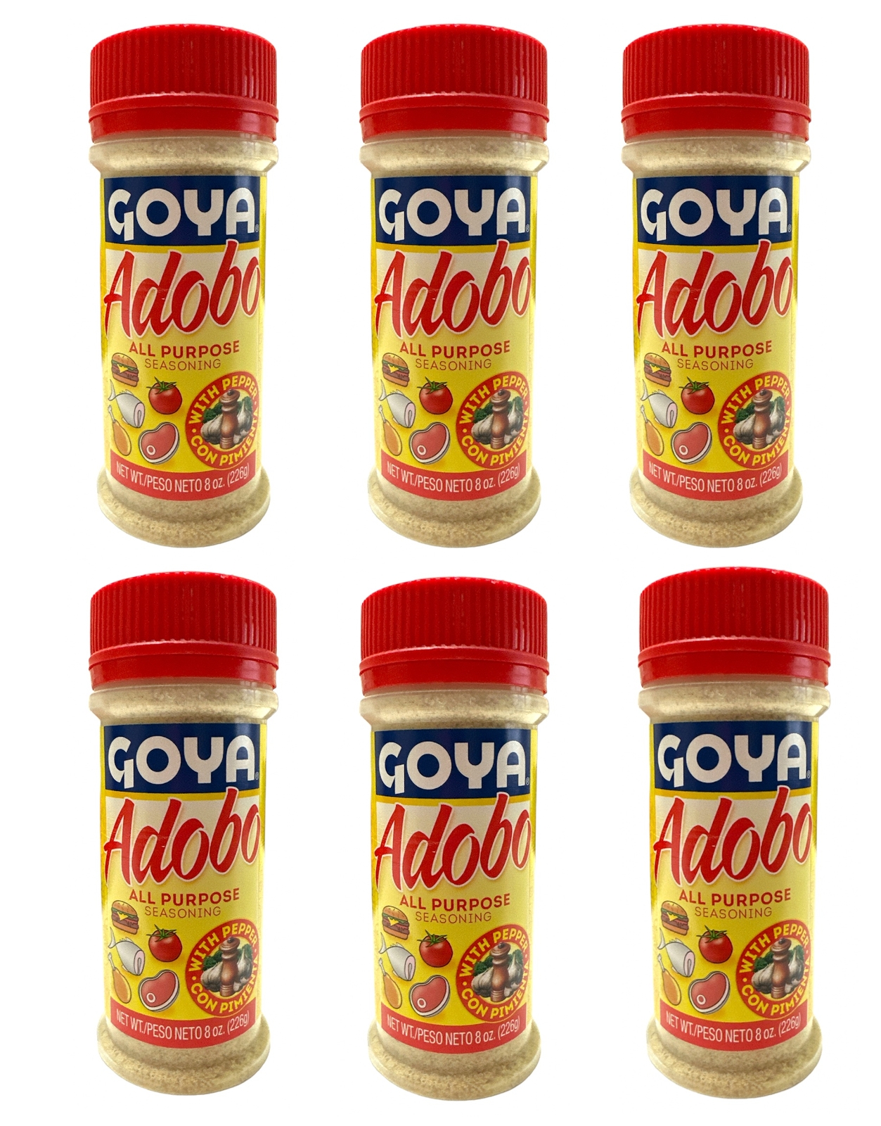 Goya Adobo All Purpose Seasoning with Pepper – 8 Oz (Pack of 6)