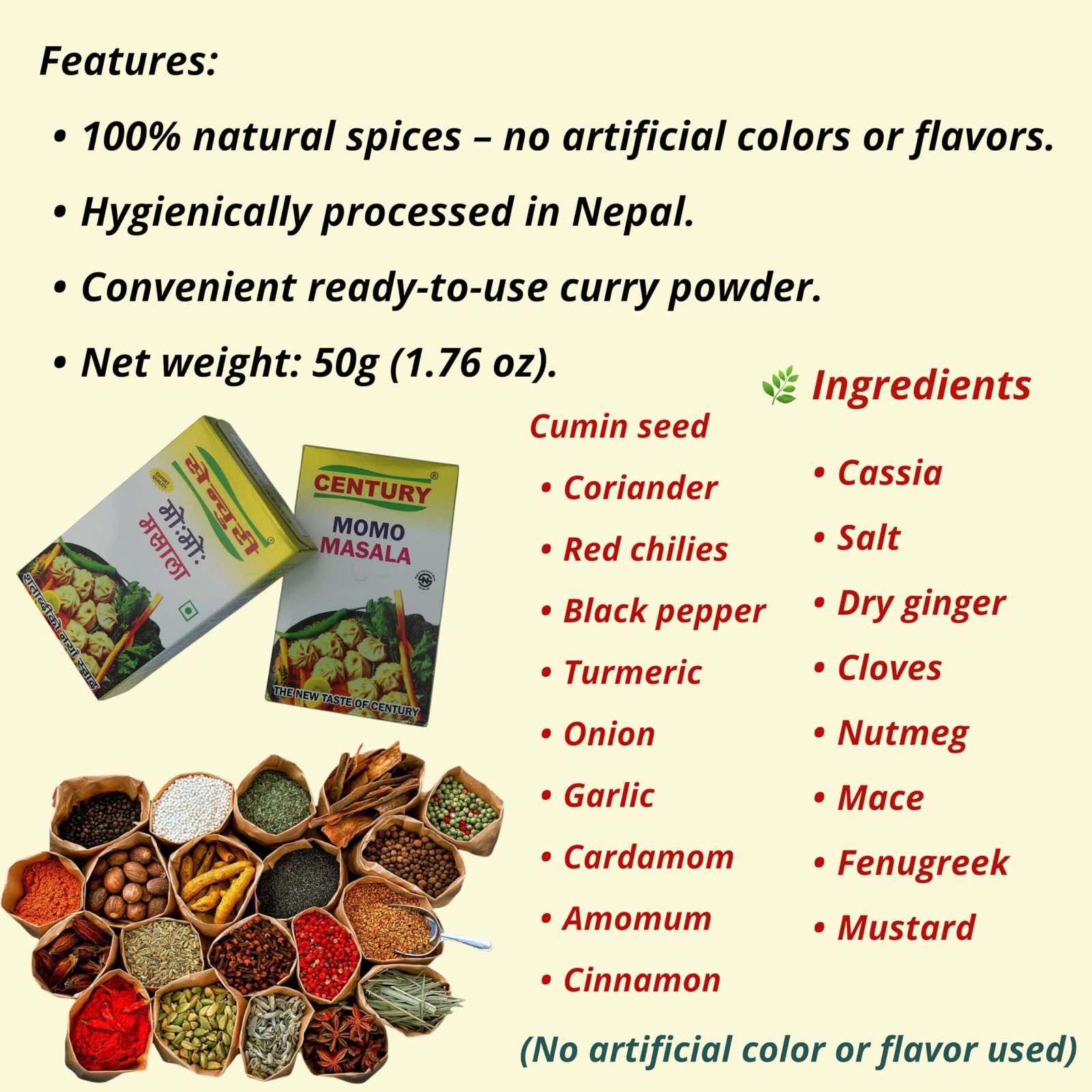 Century Mo:mo Masala Curry Powder Certified With Nepal Standard Quality Mark