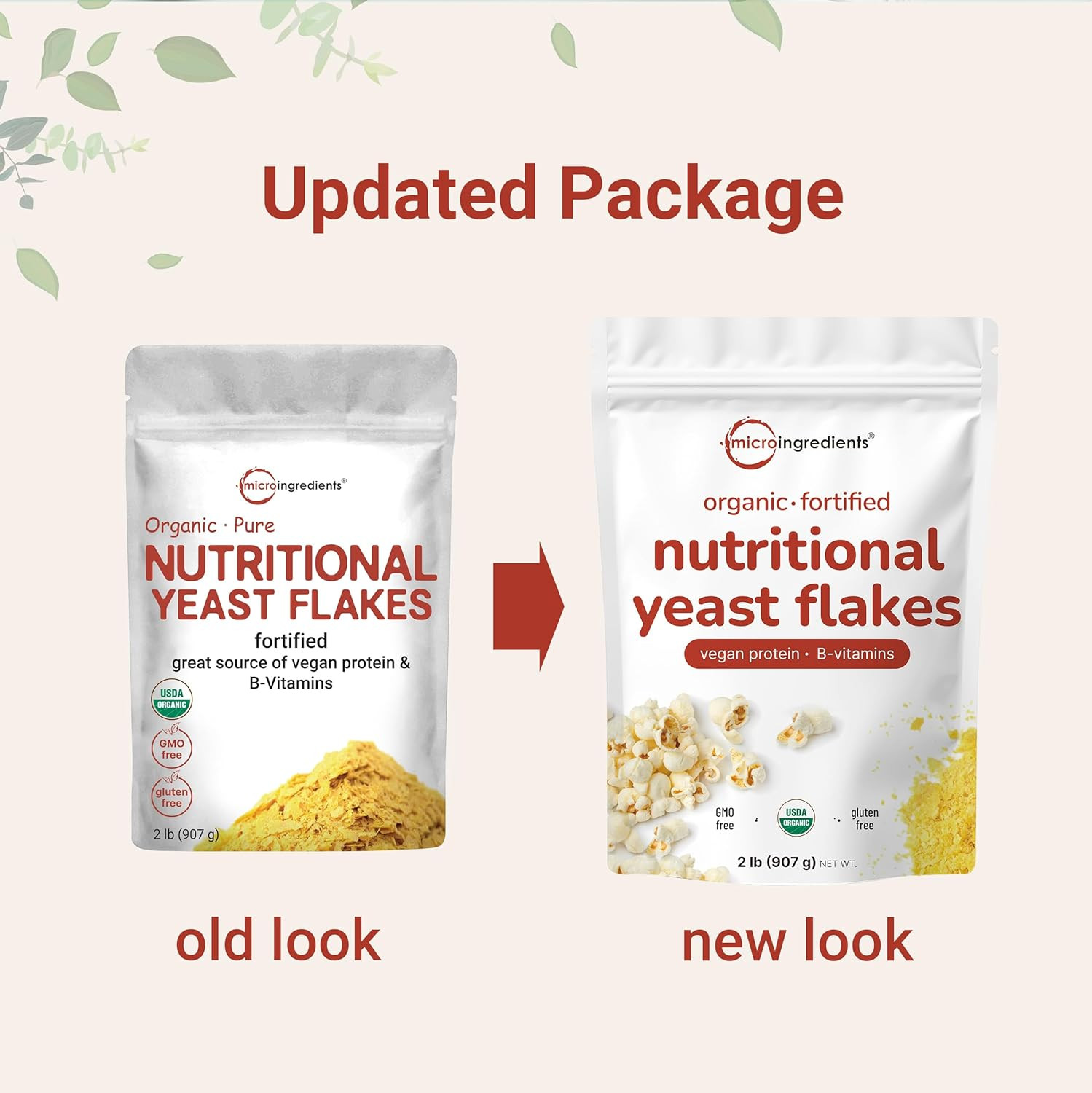 Organic Fortified Nutritional Yeast Flakes, 2Lb (32Oz) | Rich in Vegan Protein,