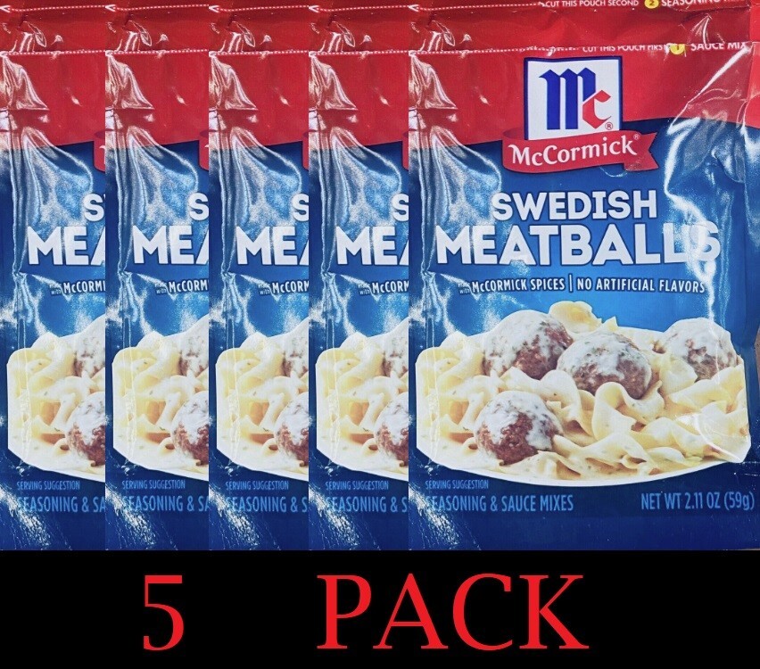 5x McCormick SWEDISH MEATBALLS Seasoning & Sauce Mixes 2.11 oz Packet – 5 PACK