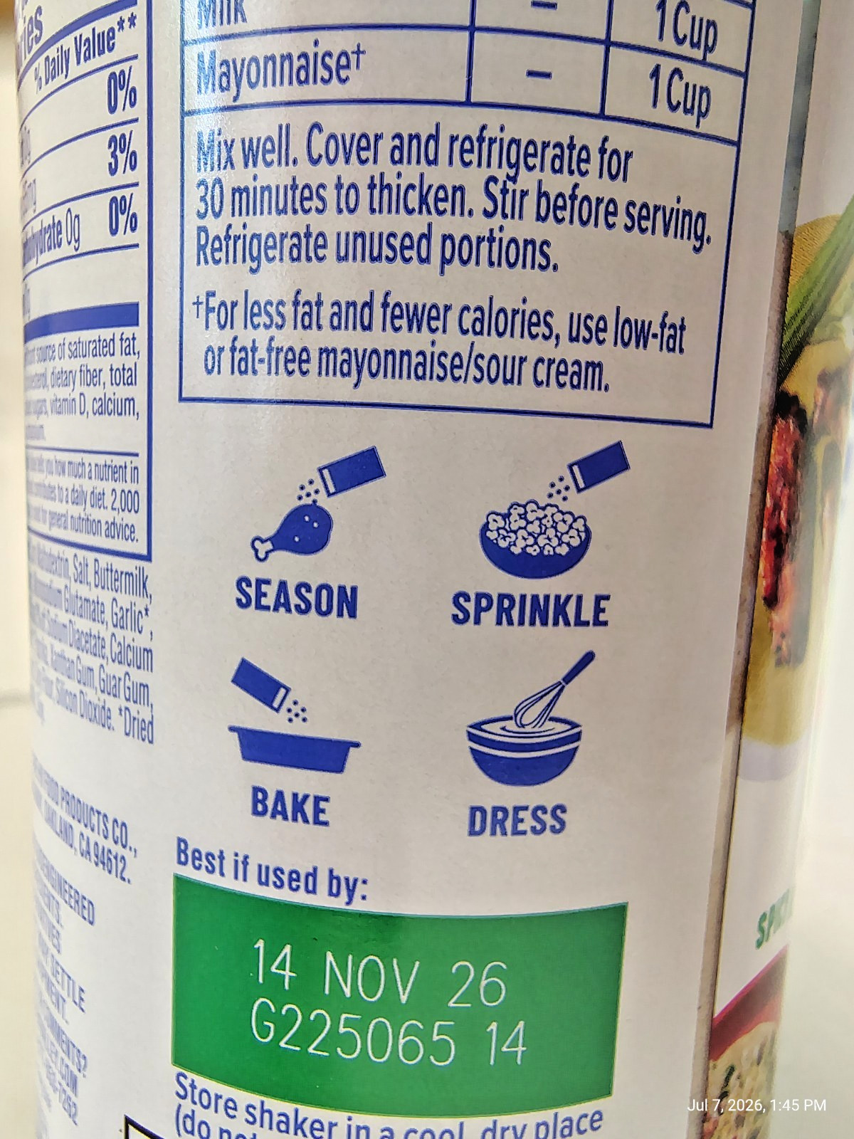 3X) Hidden Valley SPICY RANCH Seasoning Salad Dressing & Dip Mix 8oz, BB11/26