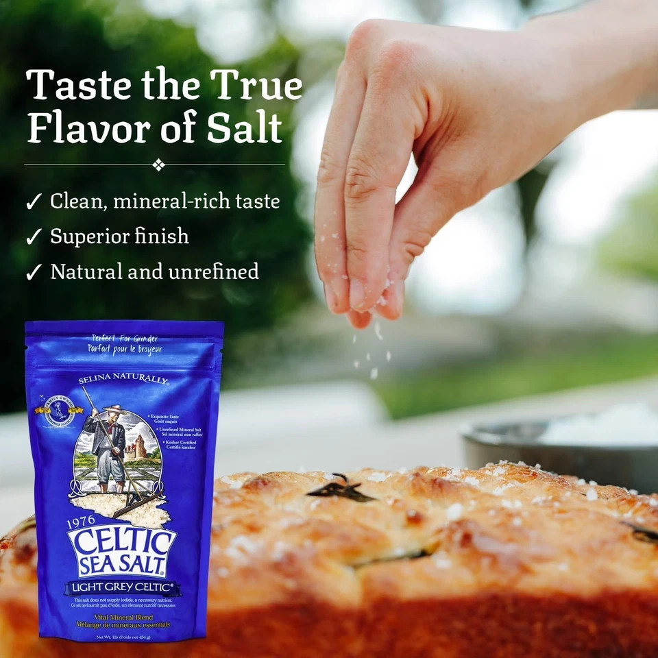 Light Grey Celtic Sea Salt 1 Pound Resealable Bag – Additive-Free, Delicious Sea