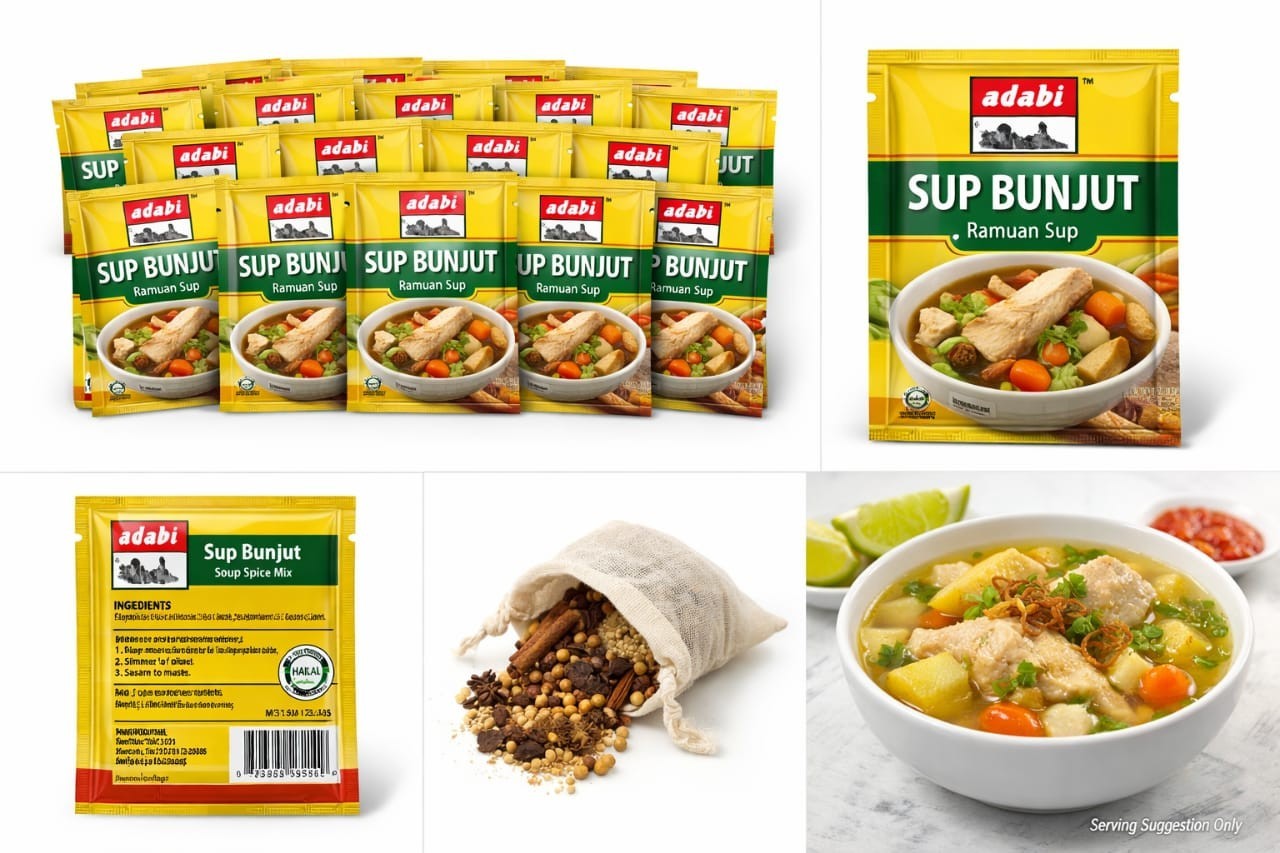 ADABI Sup Bunjut Soup Mix 8g x 24 Packs – Malaysian Instant HALAL FREE SHIPPING