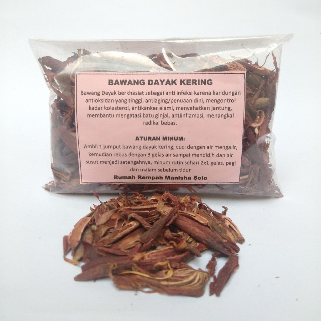 Dried Bawang Dayak Wild Shallot Slices 100g Indonesia Herbal Spice