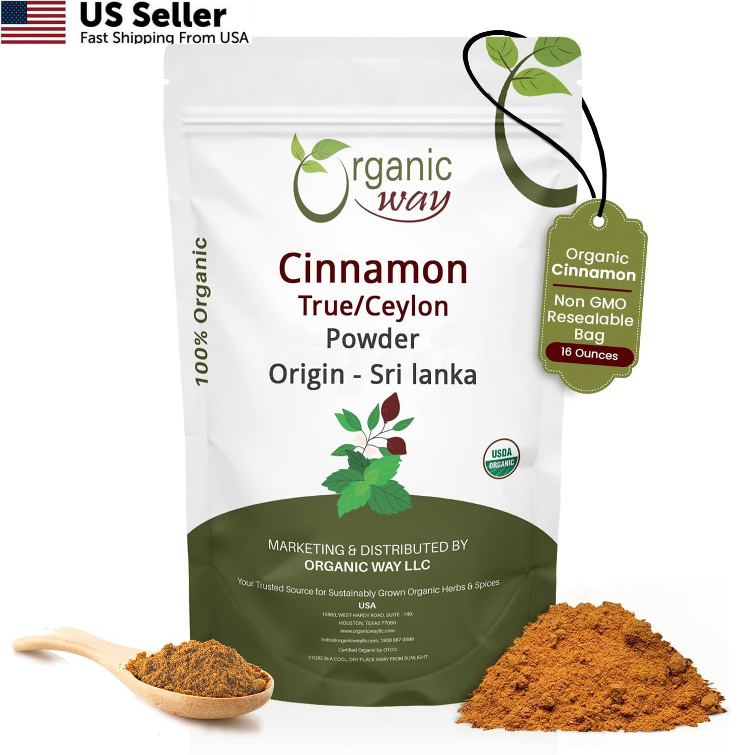Organic Way True Ceylon Cinnamon Powder | & 16 Ounce (Pack of 1)