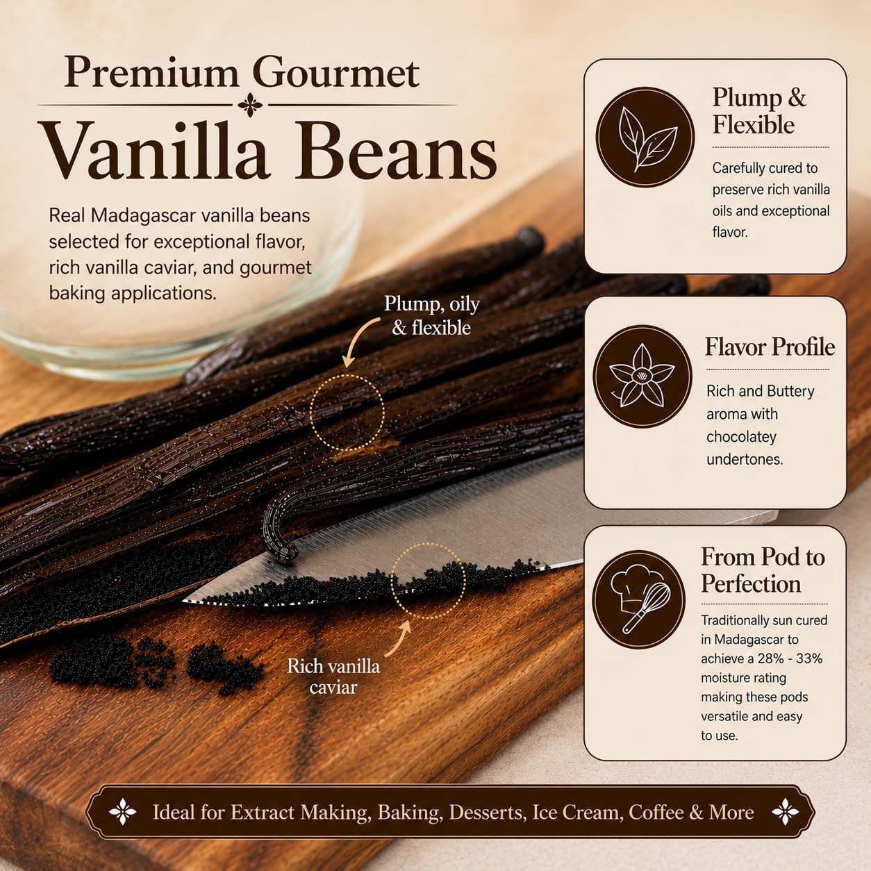 10 Organic Madagascar Whole Grade a Vanilla Pods for Vanilla Extract and Baking
