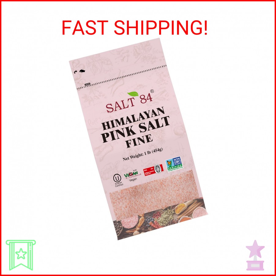 SALT 84 Himalayan Chef Pink Salt, Fine Grain, 1 Pound (Pack of 1)