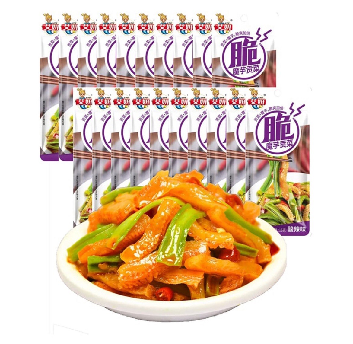 Aiyan Konjac Gong Vegetable Garlic Flavor 300 gram 15g x20 Packs