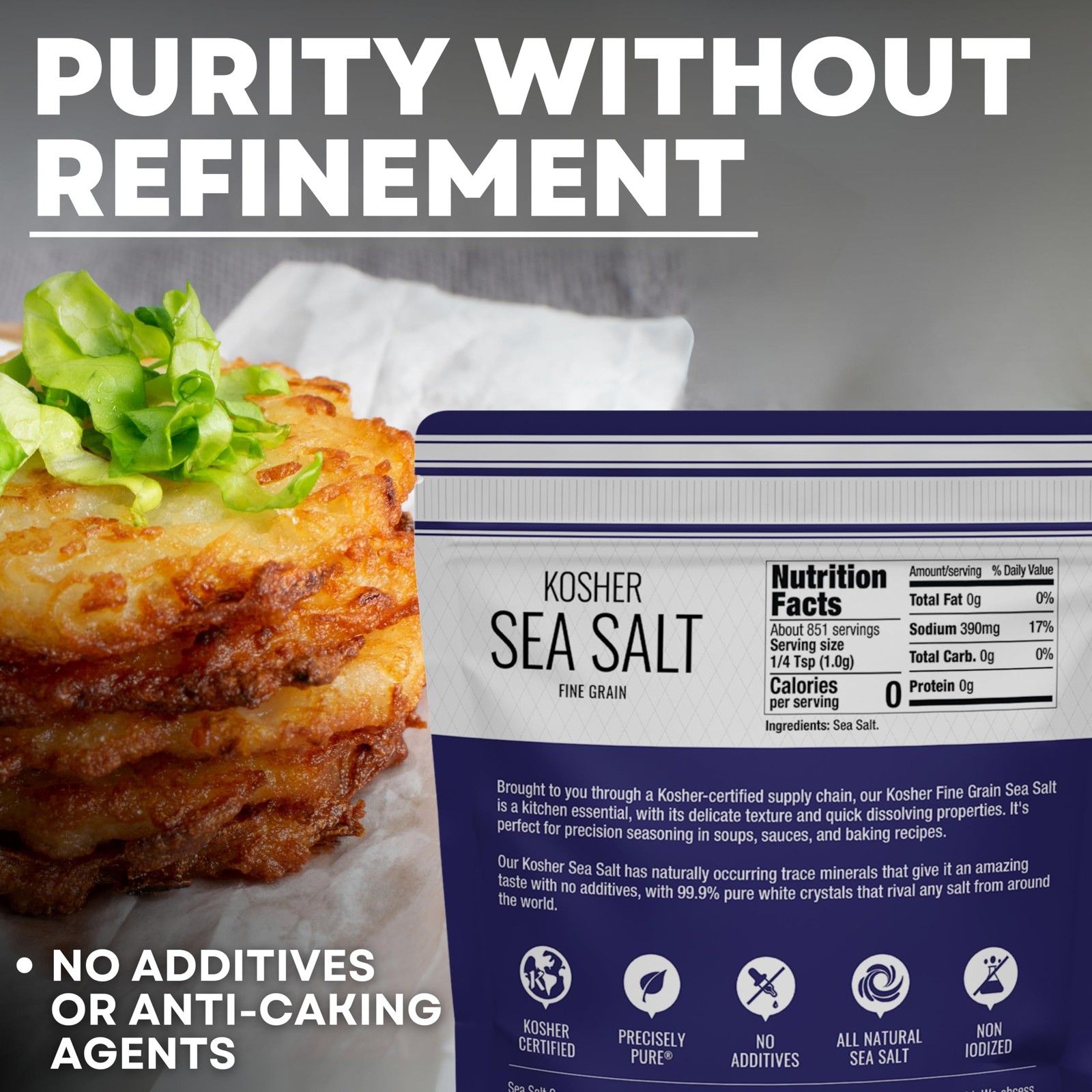 Fine Grain Kosher Salt, Fine for Table Salt, Non-Iodized & Natural for Table …