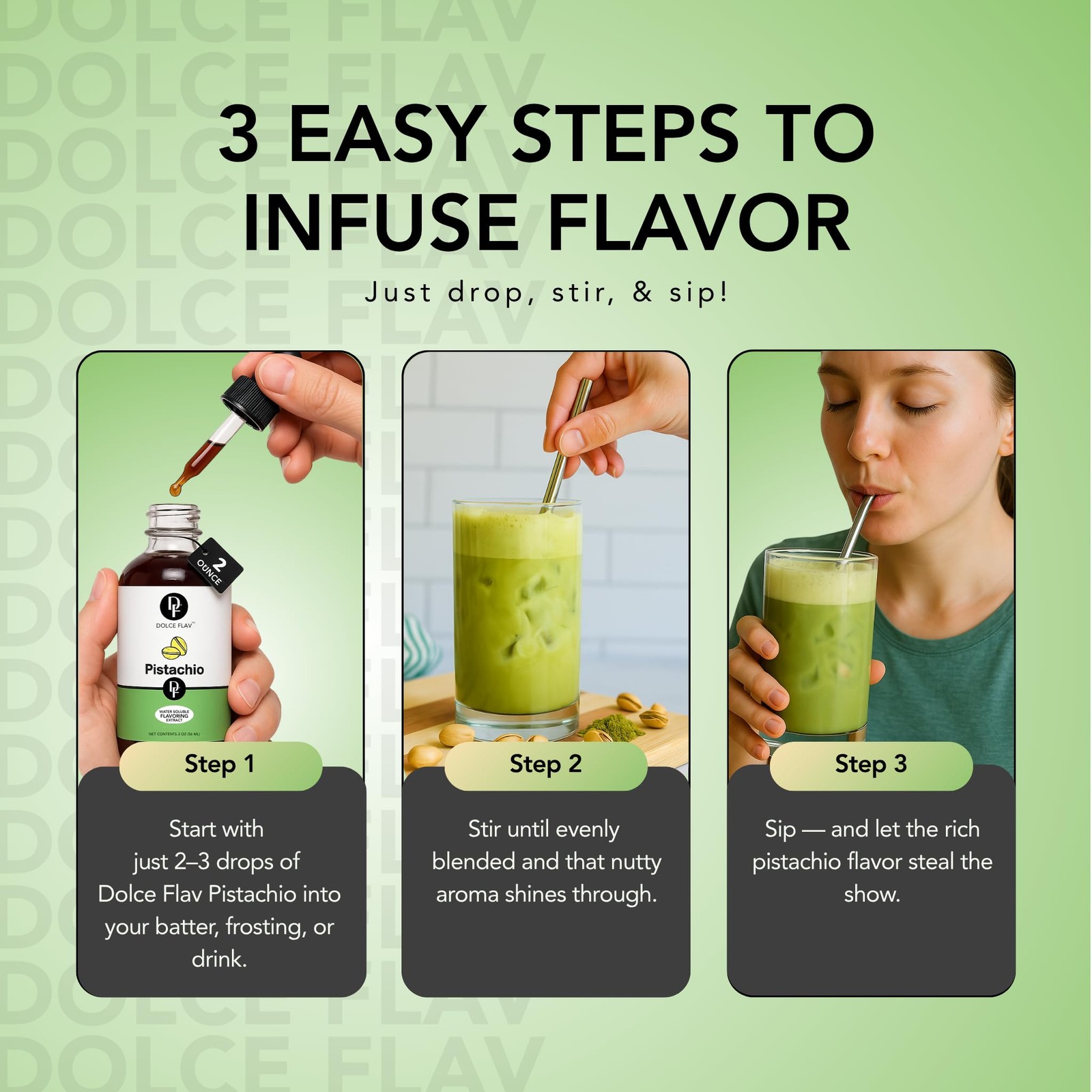 Dolce Flav Pistachio Extract – 2 Ounce Water-Soluble Kosher, Sugar-Free, Conc…