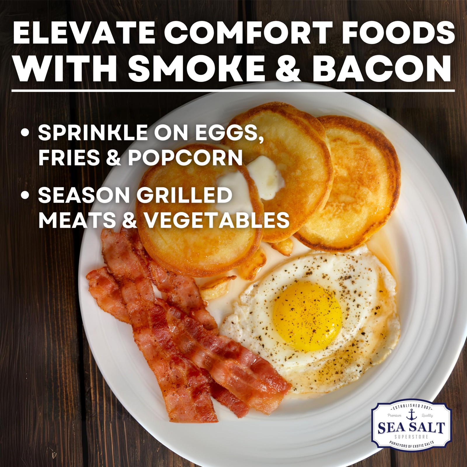 Bacon Alderwood Smoked Sea Salt – Infused Cooking & Finishing Seasoning