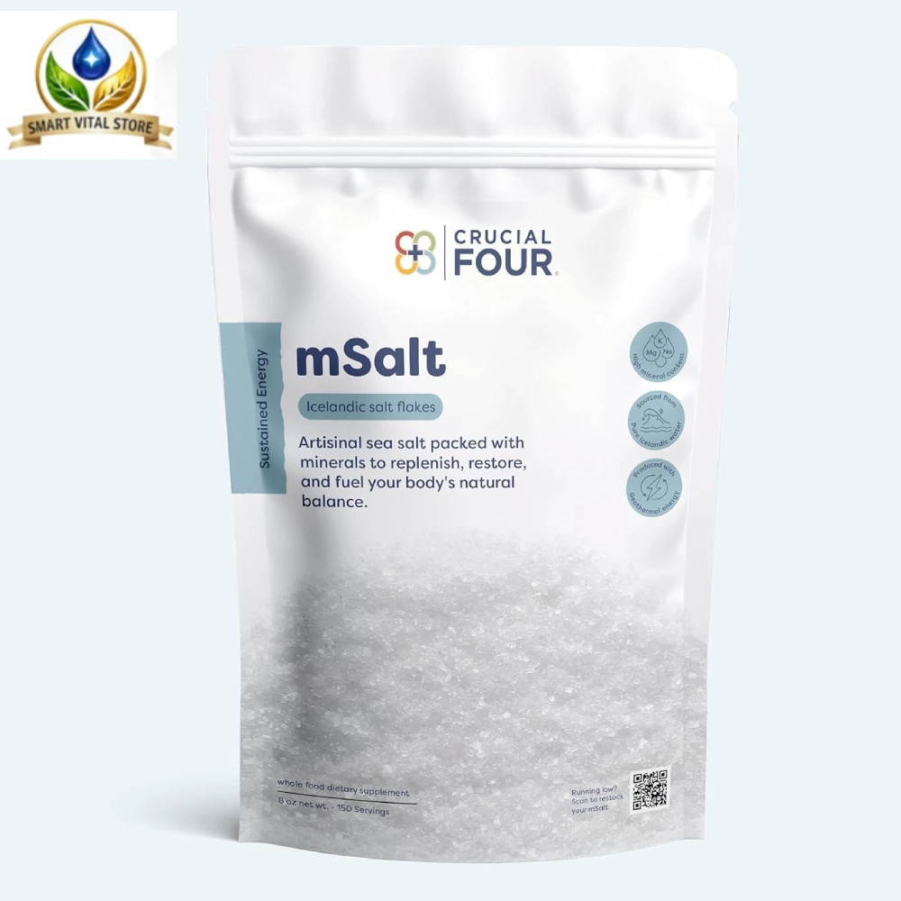 Crucial Four mSalt Icelandic Flake Salt 150 Servings Premium Mineral Salt