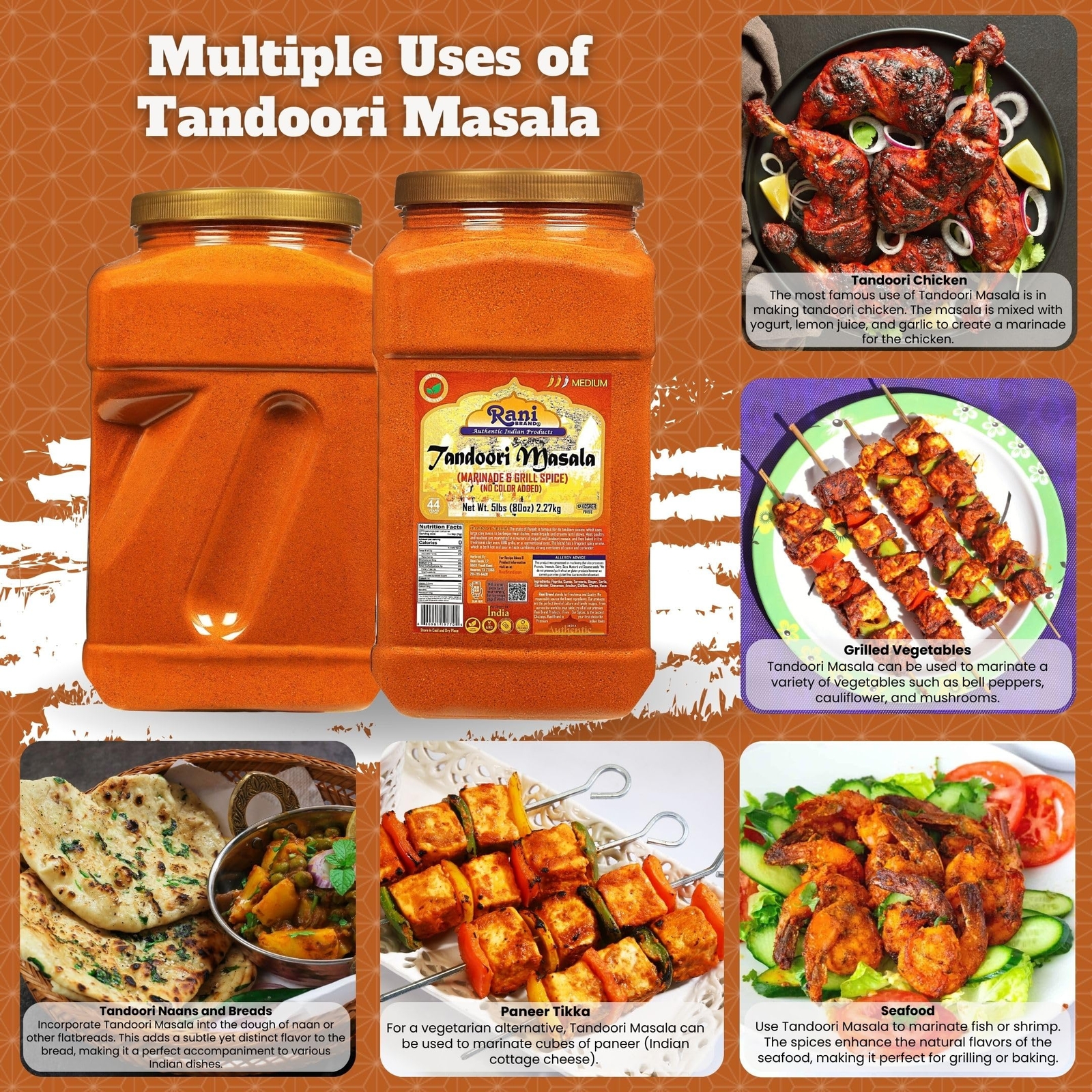 Rani Tandoori Masala Indian 11-Spice Blend 80oz (5lb)