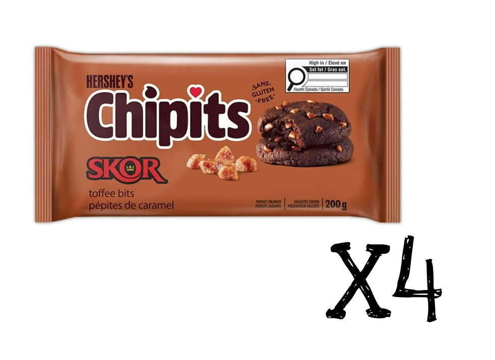 Hershey Chipits Skor Toffee Bits 200G x4 Bags Sealed Fresh Canada