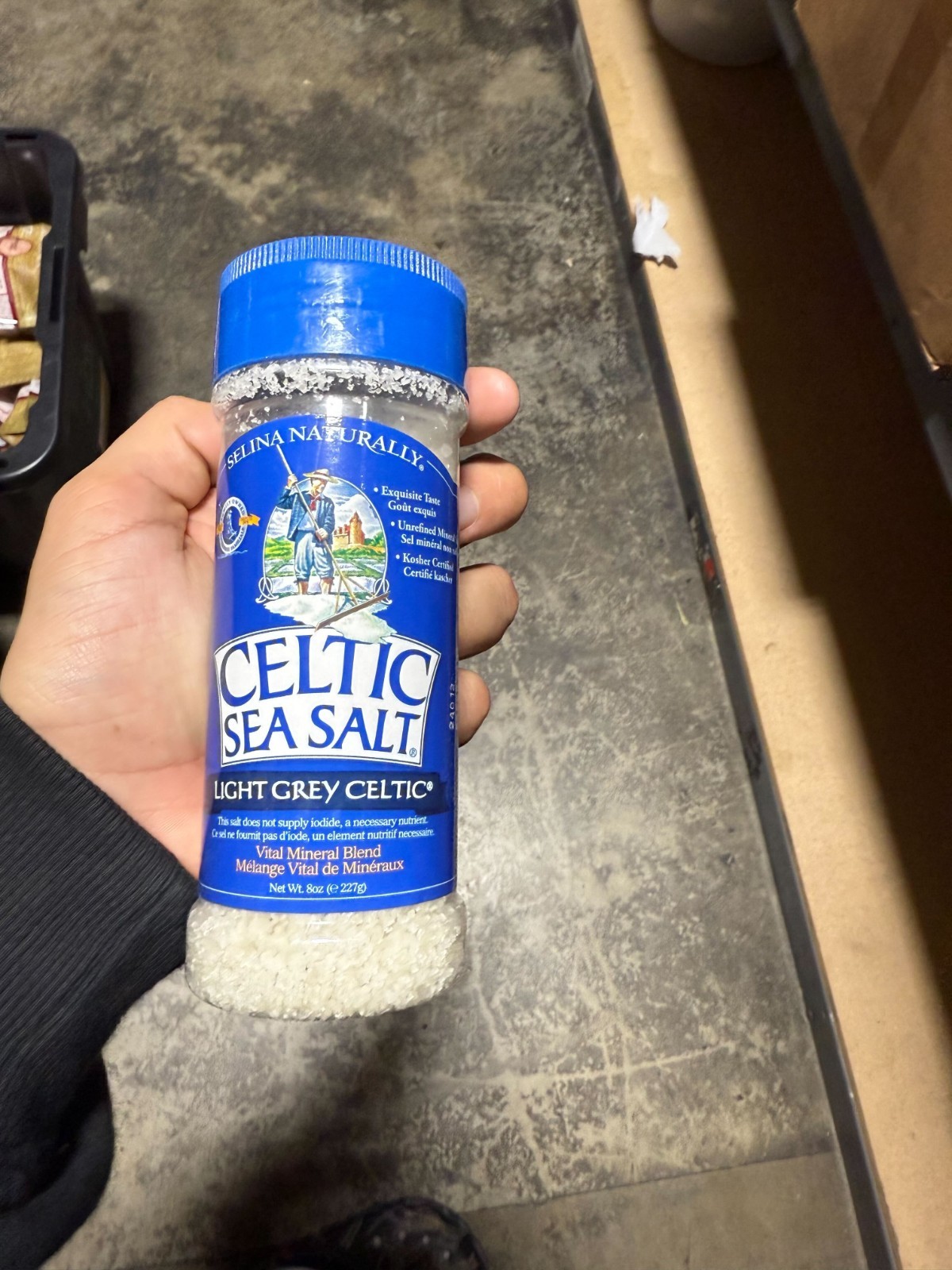 Light Grey Celtic Sea Salt Grinders – Large Refillable, Reusable Glass 8oz