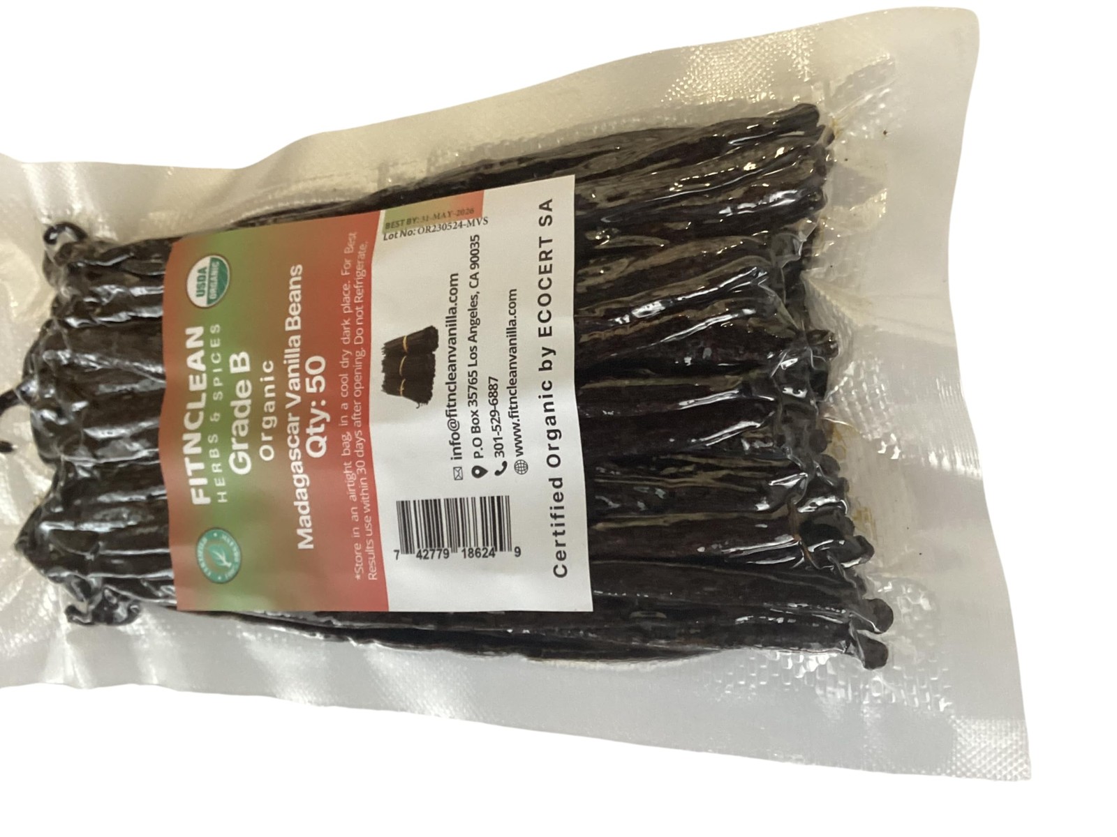 50 Madagascar Organic Vanilla Beans Grade B – USDA Certified Non-GMO