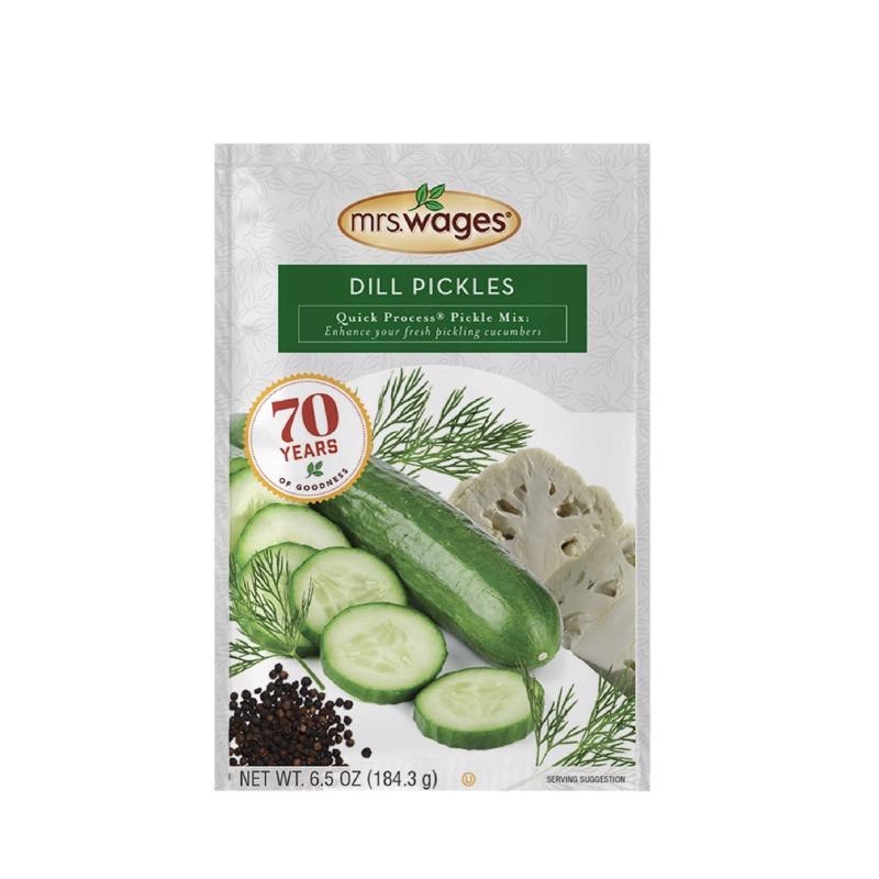 6 pk ~ Mrs. Wages Dill Pickles Mix Quick Process Pickle Makes 7 Qts 6.5 oz 1 pk