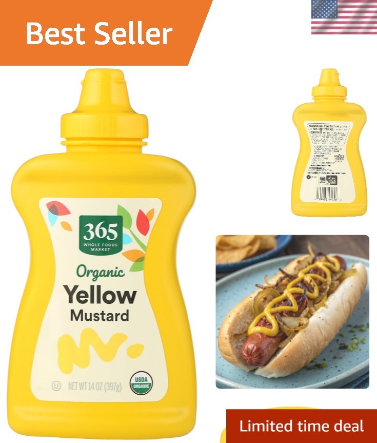 14 Ounce USDA Organic Yellow Mustard – Plant-Based Flavor for Culinary Delights