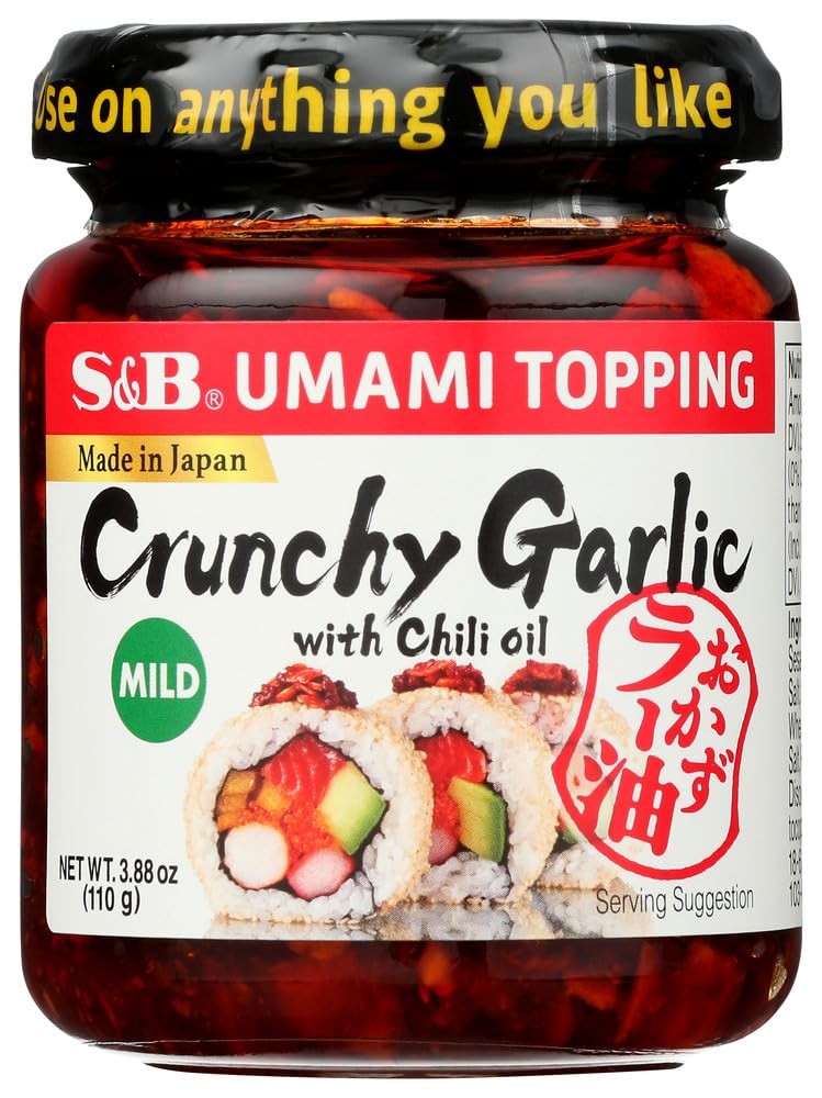 S&B chili oil w/Crunchy Garlic 3.9 oz (Pack of 2) Ounce