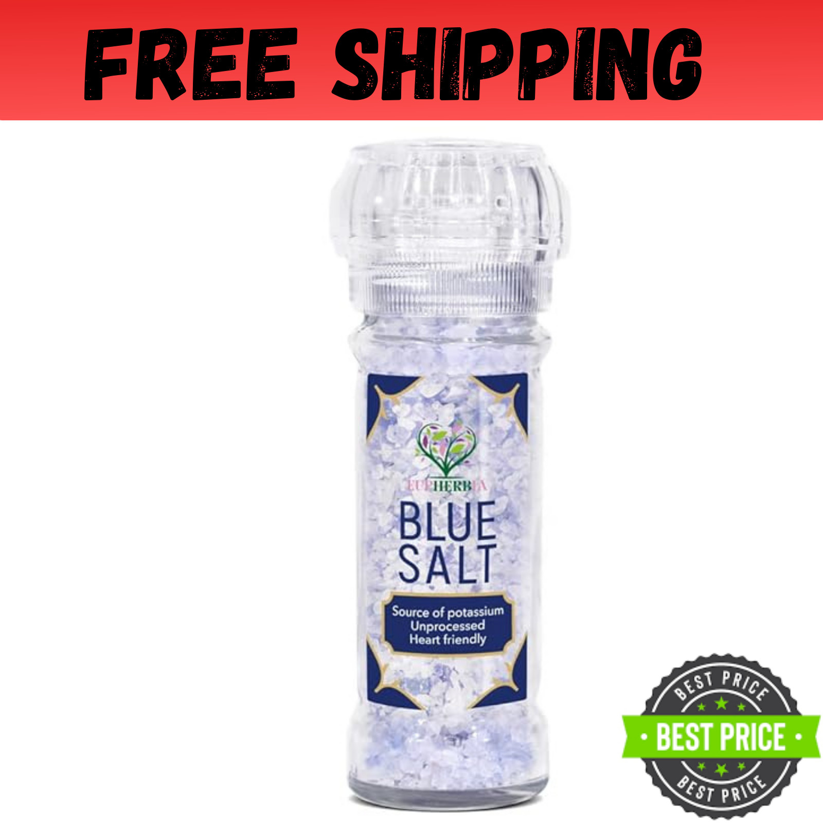 Rare Blue Mineral Salt – Coarse, High Potassium, Low Sodium, Unprocessed, 100g