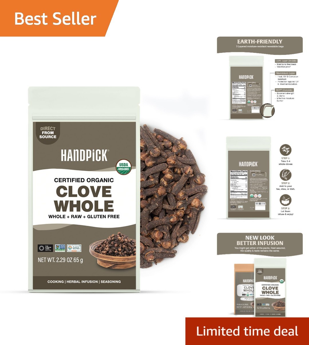 Organic Whole Cloves 65g – Non-GMO & Gluten-Free for Healthier Cooking