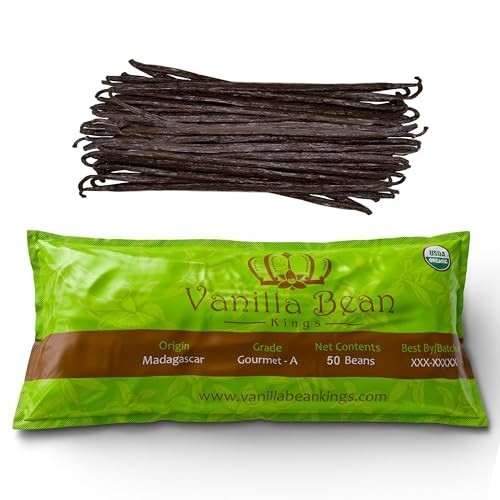 Organic Vanilla Beans 50 Grade A Whole Pods 5-7 Inch for Extract Baking