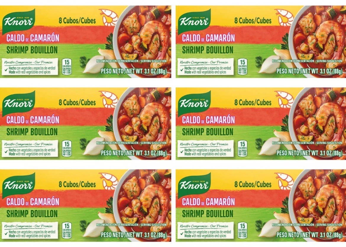 Lot of 6 Boxes Knorr Cube Bouillon Shrimp 3.1 oz, 8 ct – 48 CUBES 18.6 oz TOTAL
