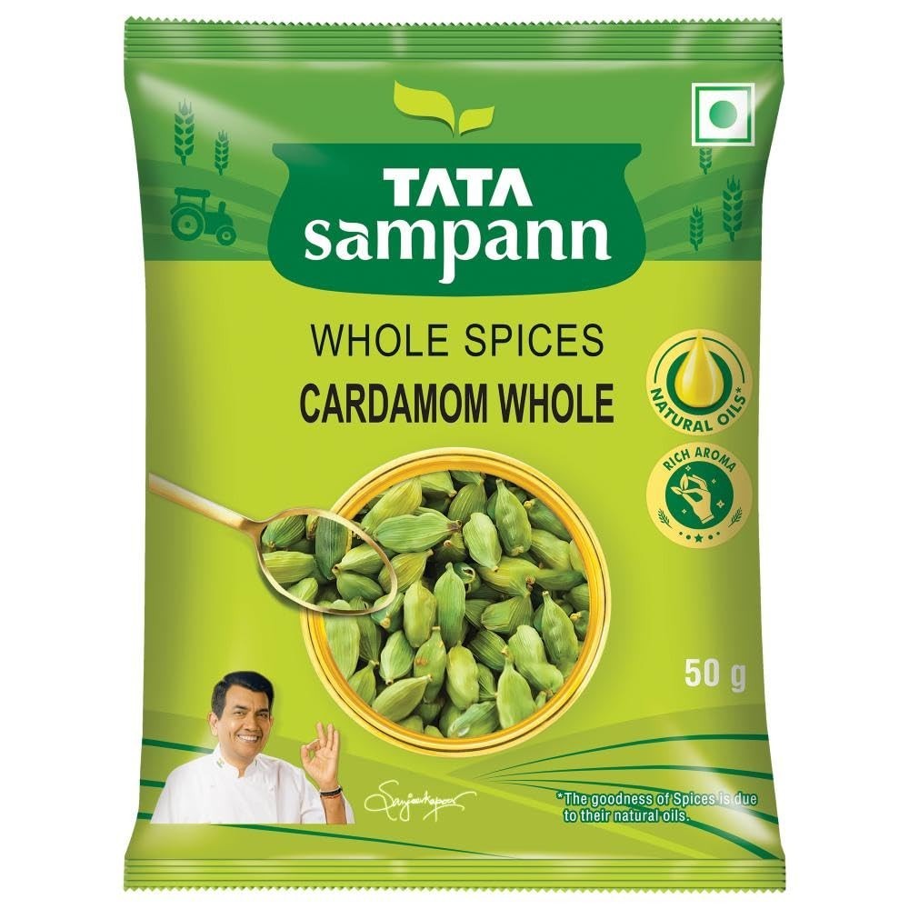 Tata Sampann Cardamom Whole 50g Green Elaichi Premium Aromatic Spice