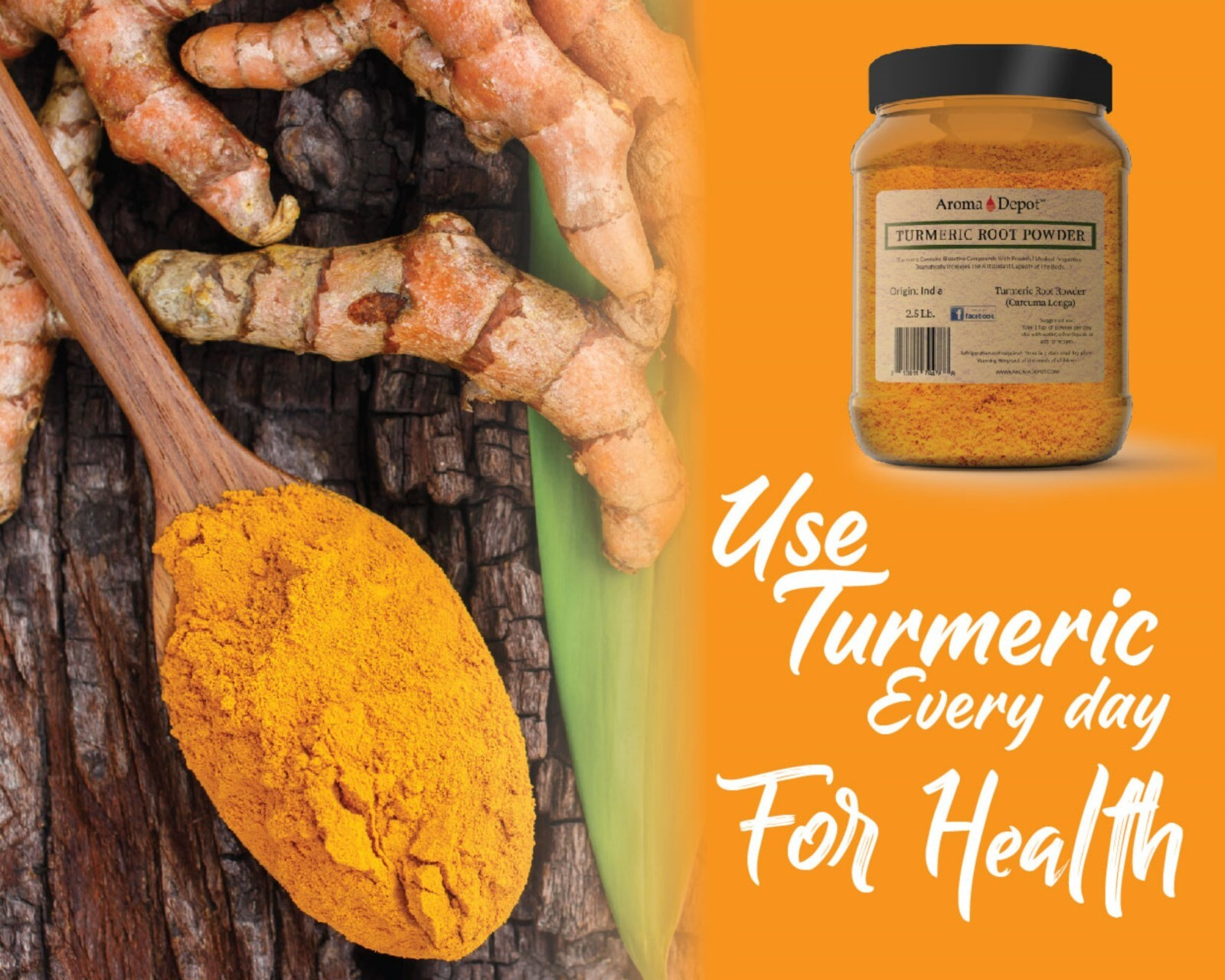 2.5 lb Turmeric Root Powder 100% Pure Curcuma Longa Tumeric 40 oz JAR