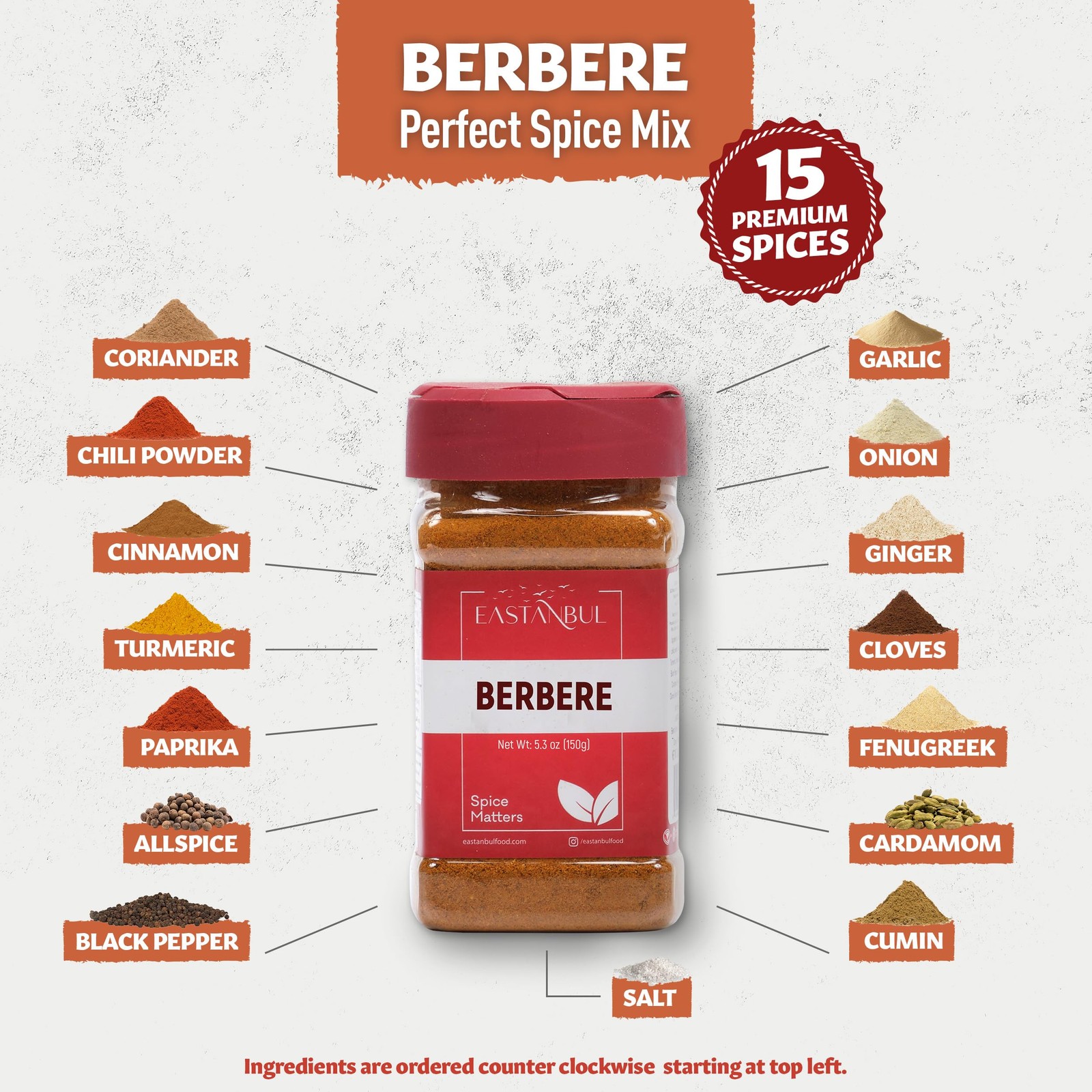 Eastanbul Berbere Spice Blend, 5.3oz Berbere Spice Ethiopian Authentic Mix, B…