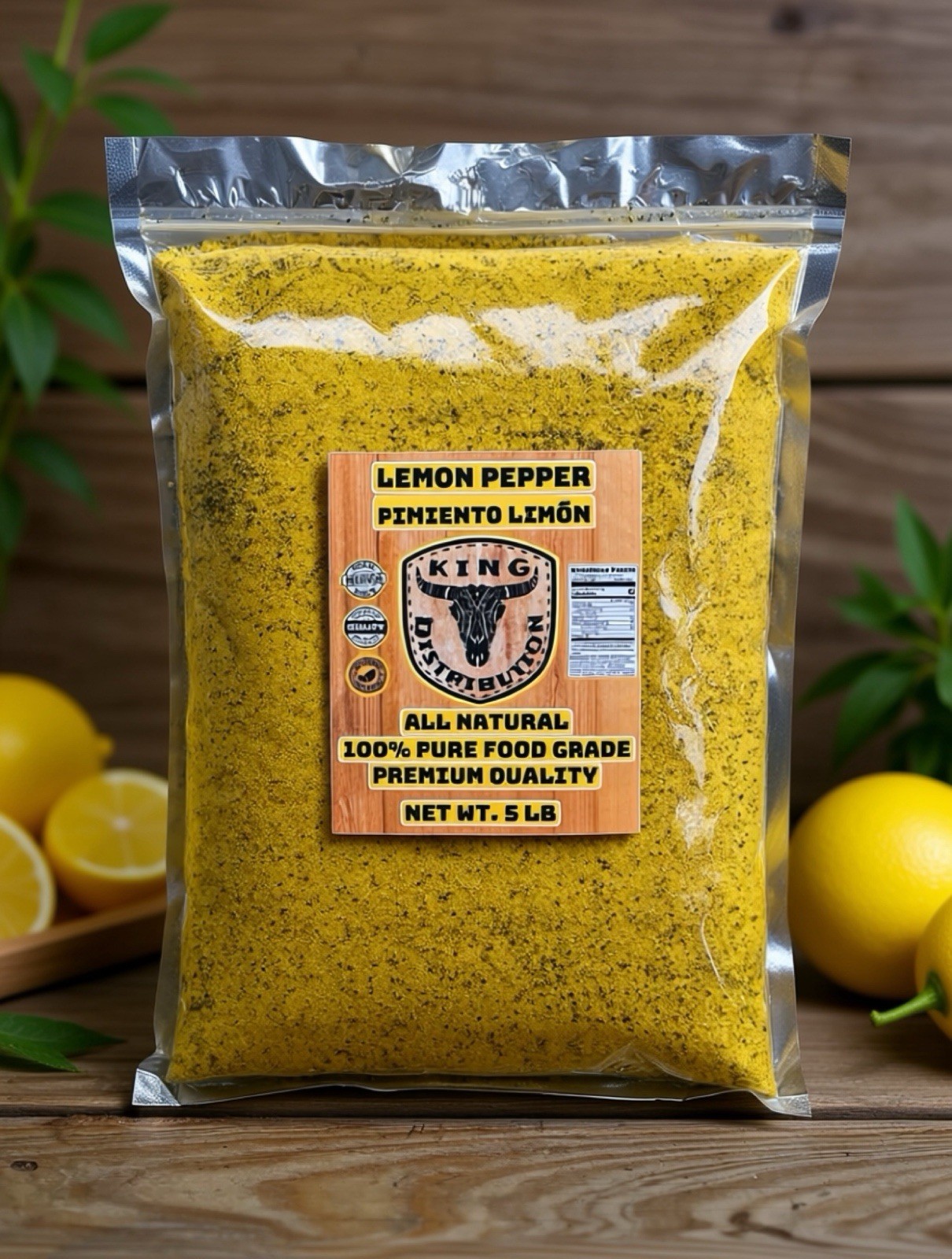 5 Lb Lemon Pepper Seasoning -all Natural & delicious King Distribution