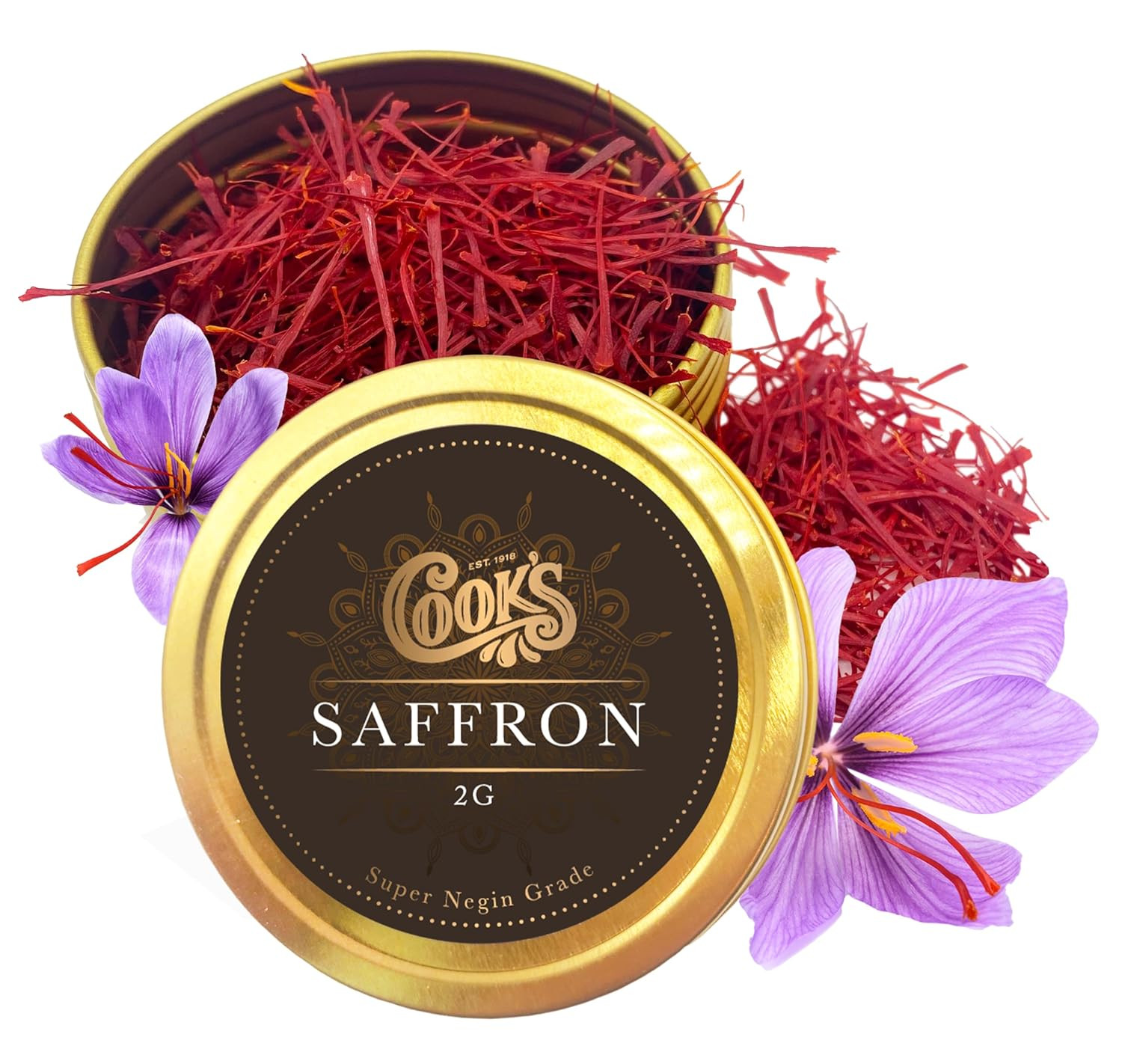 2 Grams Cook’s Premium Negin Grade Saffron Threads, Dark Red Strands