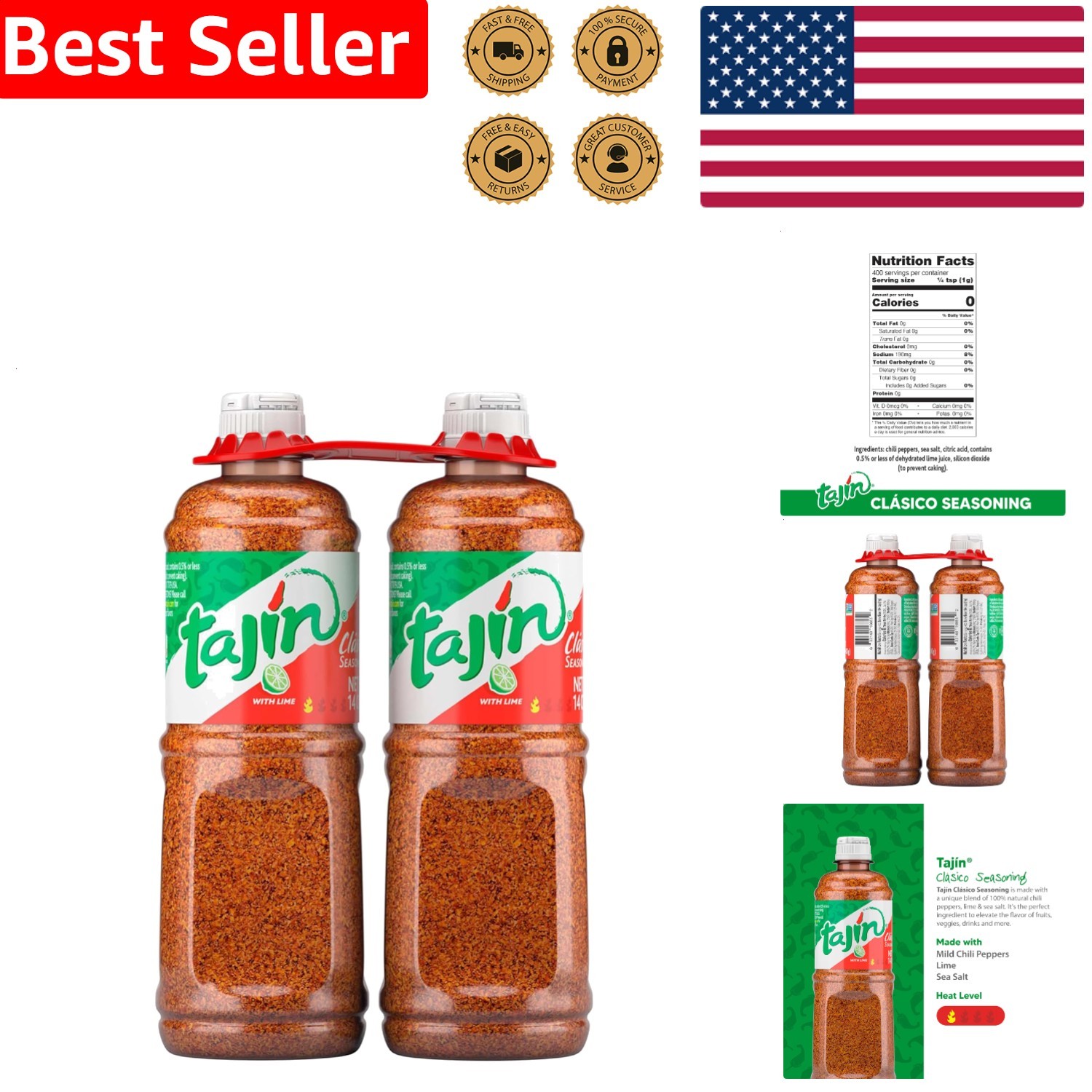 Authentic Mexican Chile Lime Seasoning – Tajín Clásico 28oz – Zesty Fruit Spice