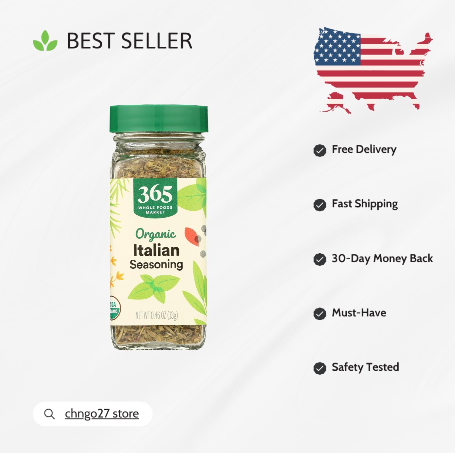Organic Italian Seasoning Blend – 0.46 oz Jar of Mediterranean Herbs