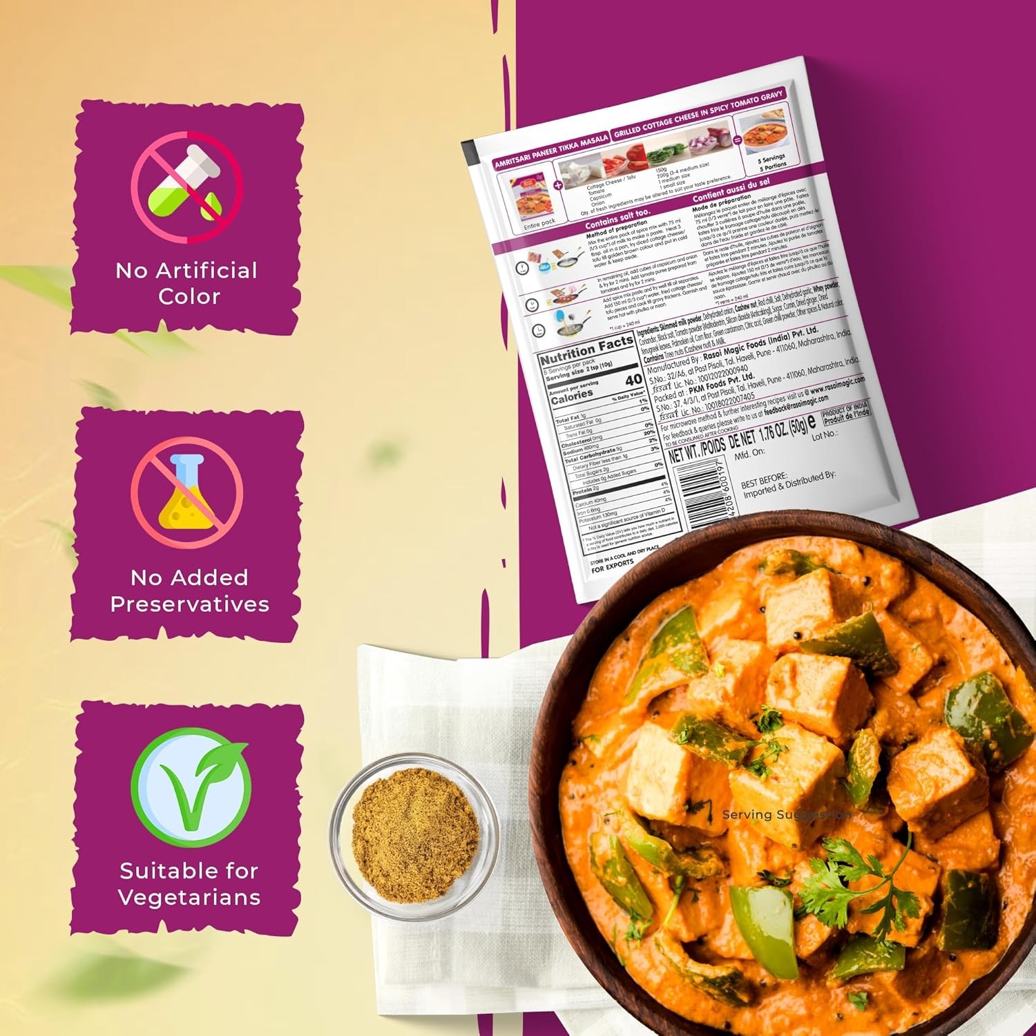 Rasoi Magic Spice Mix for Amritsari Paneer Tikka 50g | Ready to cook