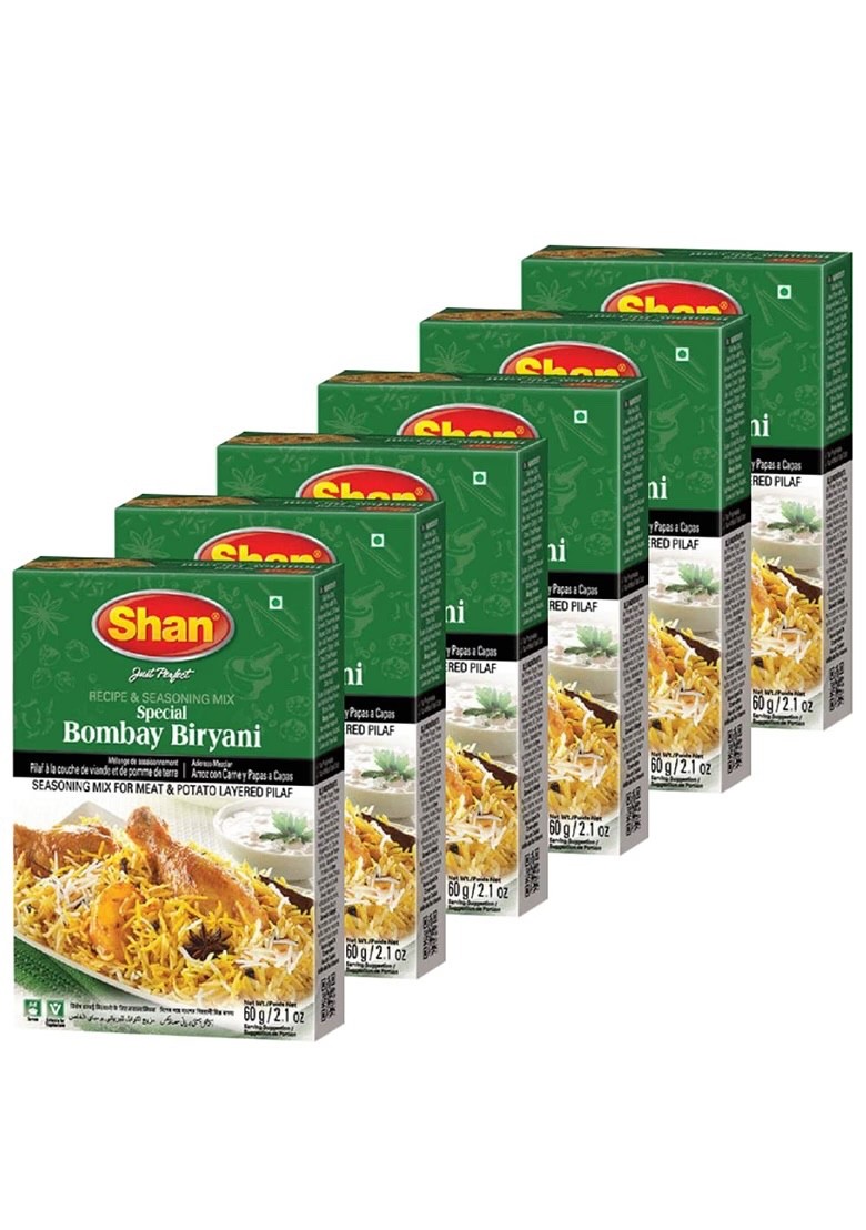 Shan Biryani Recipe and Seasoning Mix 2.11 oz (60g) – Spice Powder (6 Pack)