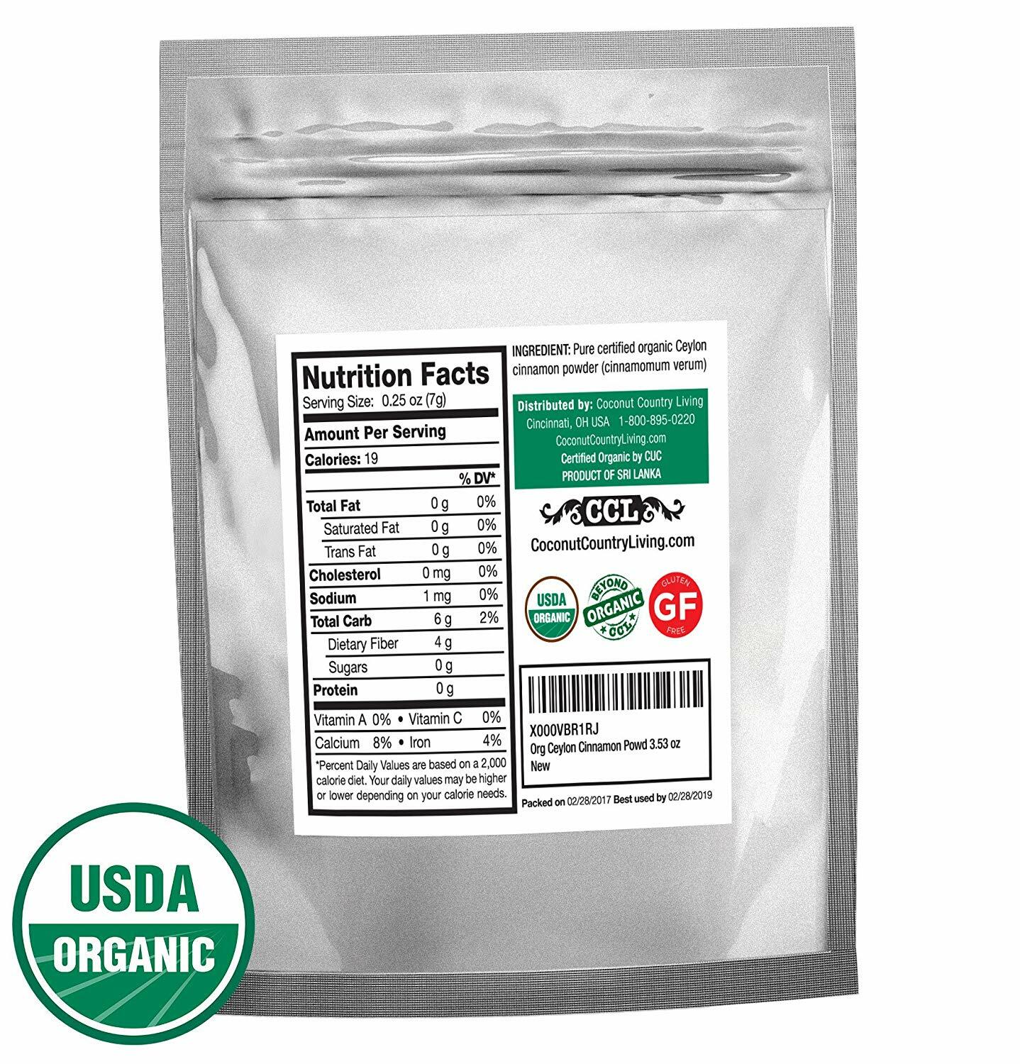 1 lb Organic Ceylon Cinnamon Powder Ground, Raw, True Cinnamon from Ceylon, Prem