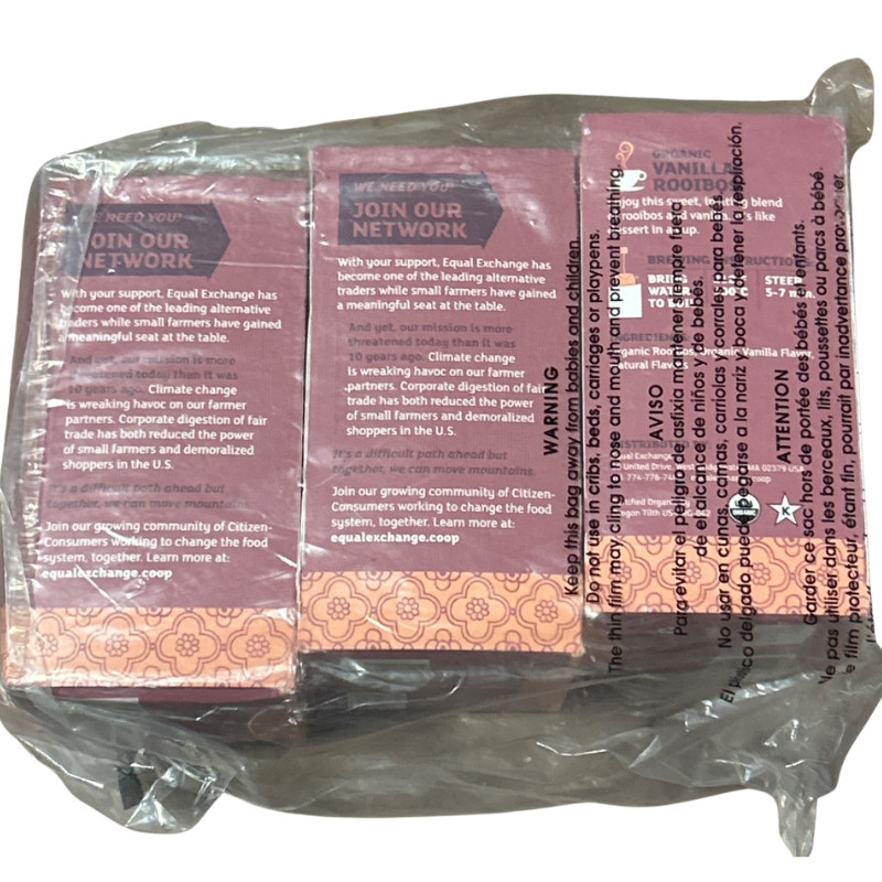 3 Pack Equal Exchange Organic Vanilla Rooibos Herbal Tea 20 Bags Each NEW