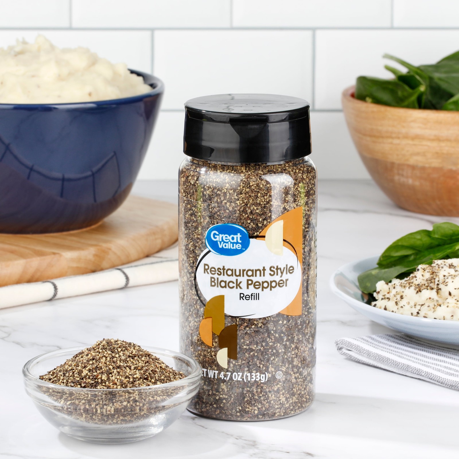 Great Value Restaurant Style Pepper Ref,Pre-ground from black peppercorns