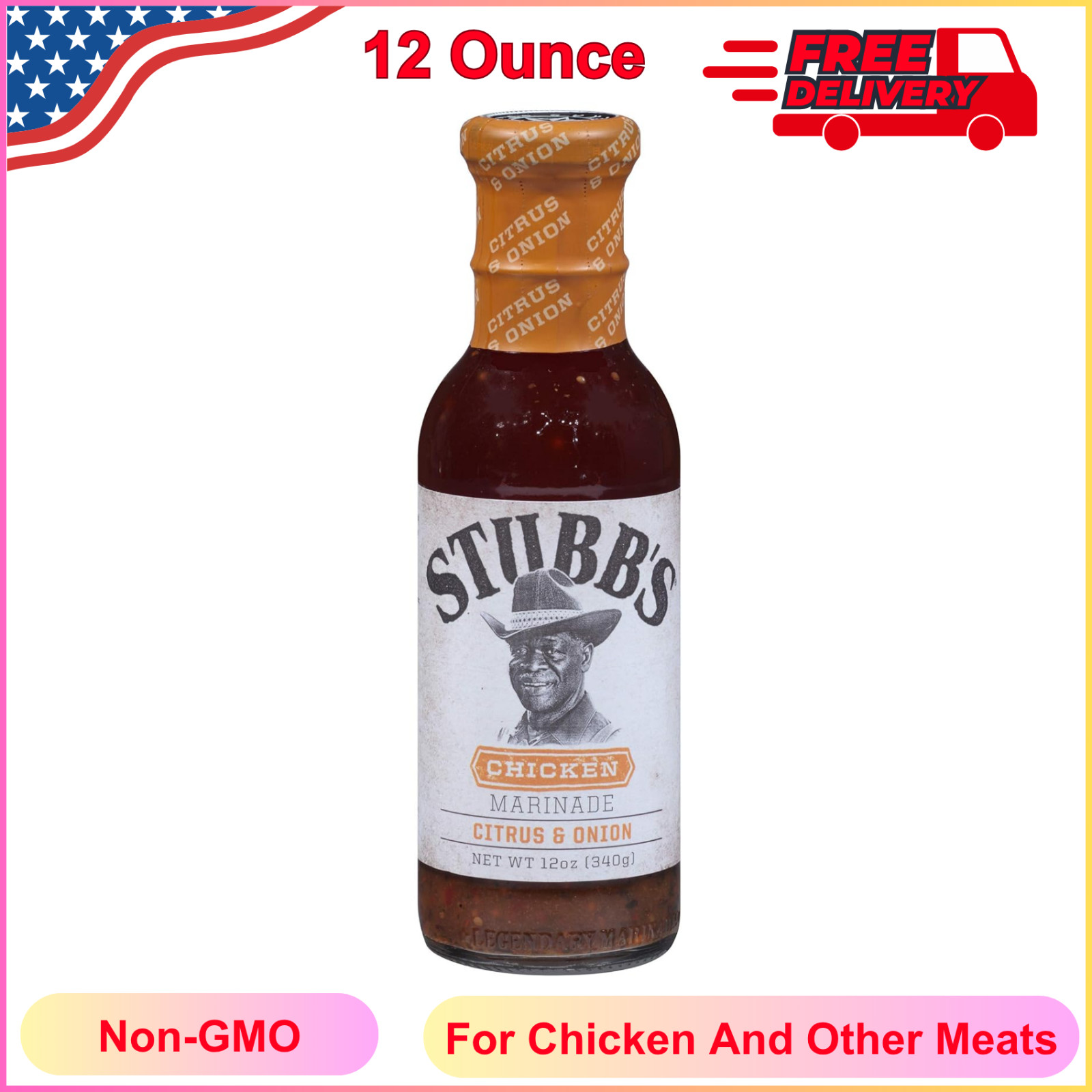 Stubb’s Citrus & Onion Chicken Marinade 12 Oz, Non-GMO for chicken & Other Meats